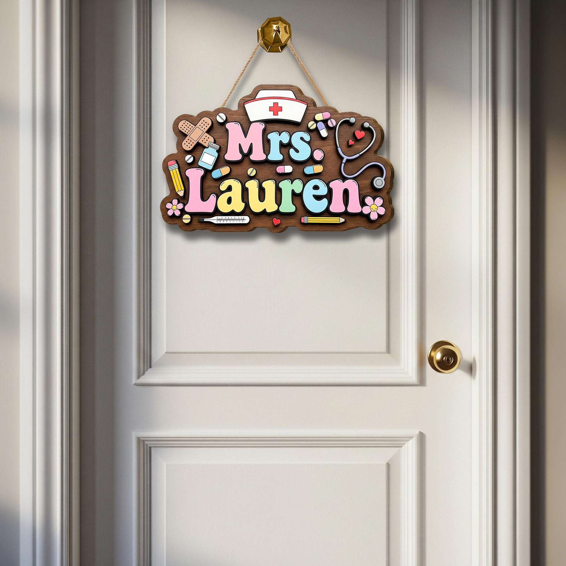 Custom Nurse Door Sign | Personalized Name Wooden Plaque | Cute Medical Decor for School Nurse Office | Nurse Appreciation Gift