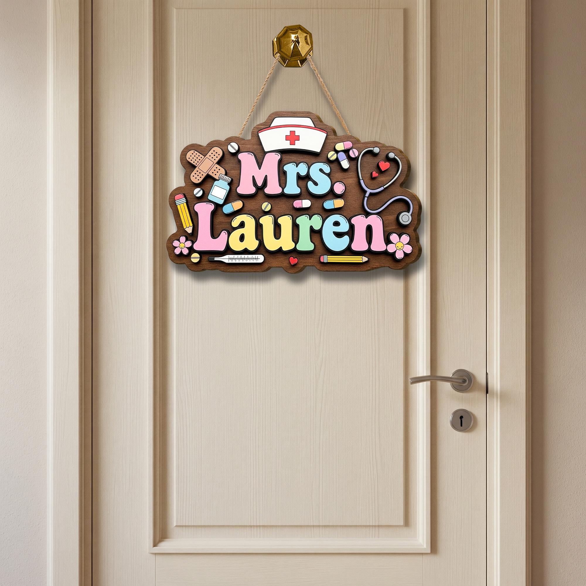 Custom Nurse Door Sign | Personalized Name Wooden Plaque | Cute Medical Decor for School Nurse Office | Nurse Appreciation Gift