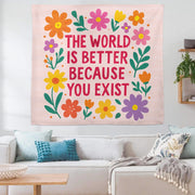 You Exist Quote Tapestry, Positive Affirmation Wall Art, Classroom Decoration, Therapist Office Decor, Mental Health Motivational Banner
