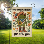 Patriotic Frog Garden Flag, No Soliciting Funny Yard Sign, Go On Git Outdoor Decor, Cowboy Frog Banner, Rustic Porch Flag Gift