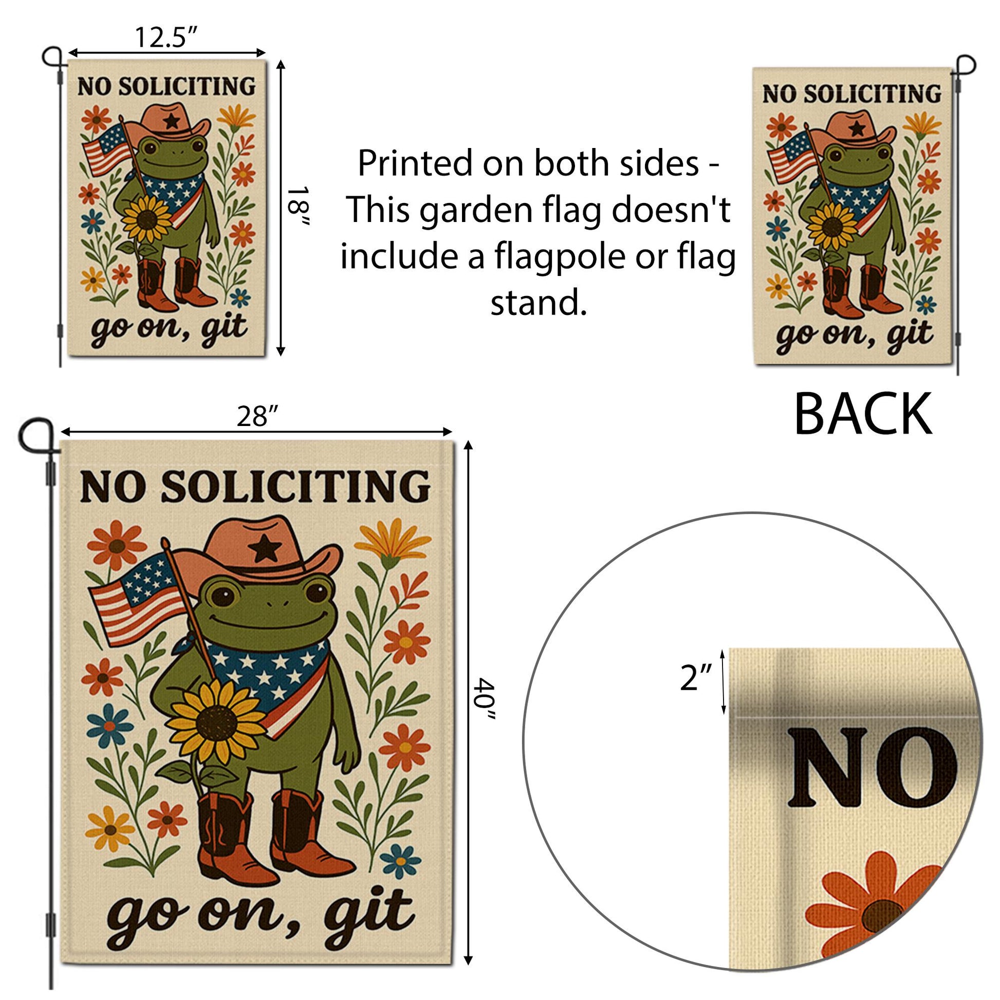 Patriotic Frog Garden Flag, No Soliciting Funny Yard Sign, Go On Git Outdoor Decor, Cowboy Frog Banner, Rustic Porch Flag Gift