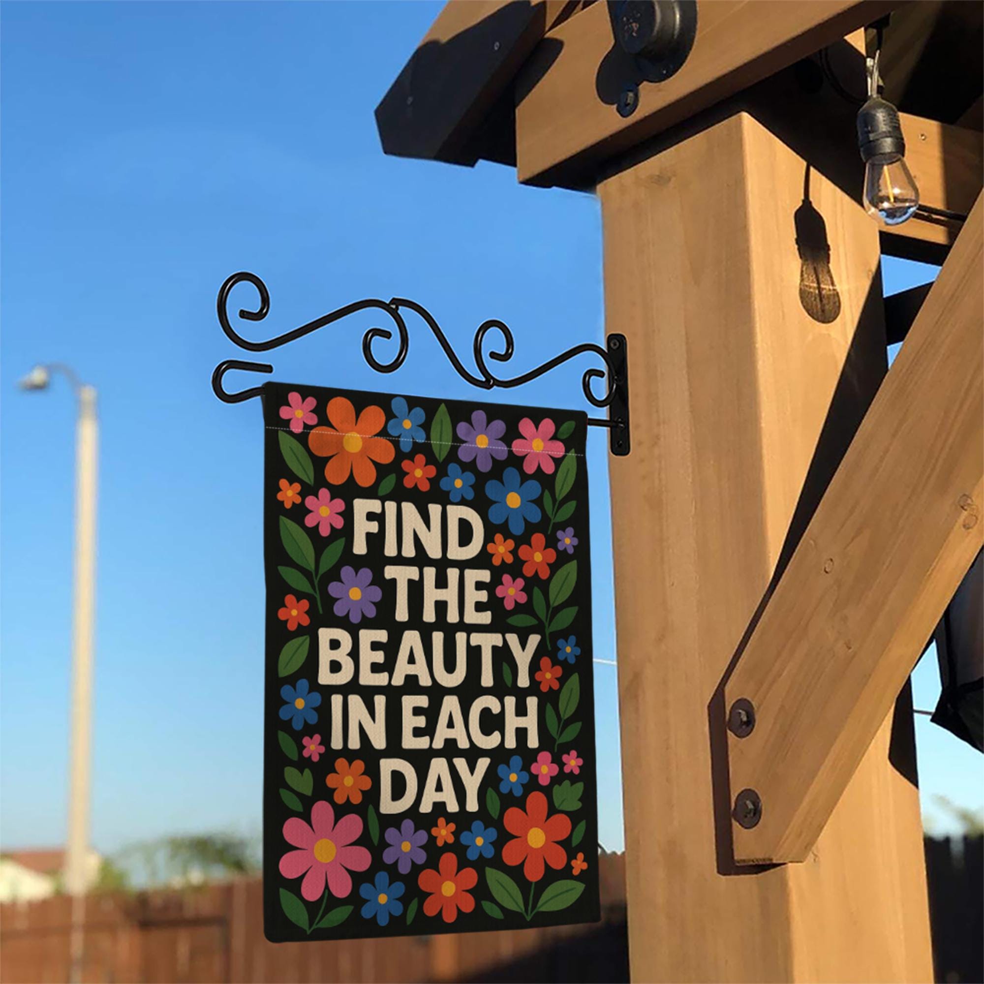 Find the Beauty in Each Day Garden Flag, Inspirational Floral Yard Decor, Positive Outdoor Sign, Uplifting Porch Banner Gift