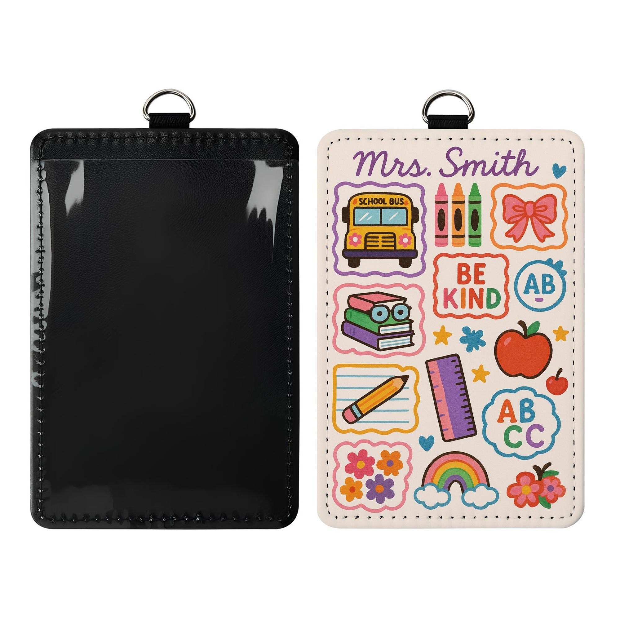 Teacher Badge Holder, Cute School Icons ID Tag, Be Kind Teacher Lanyard, Personalized Teacher Gift, Colorful Classroom Accessory