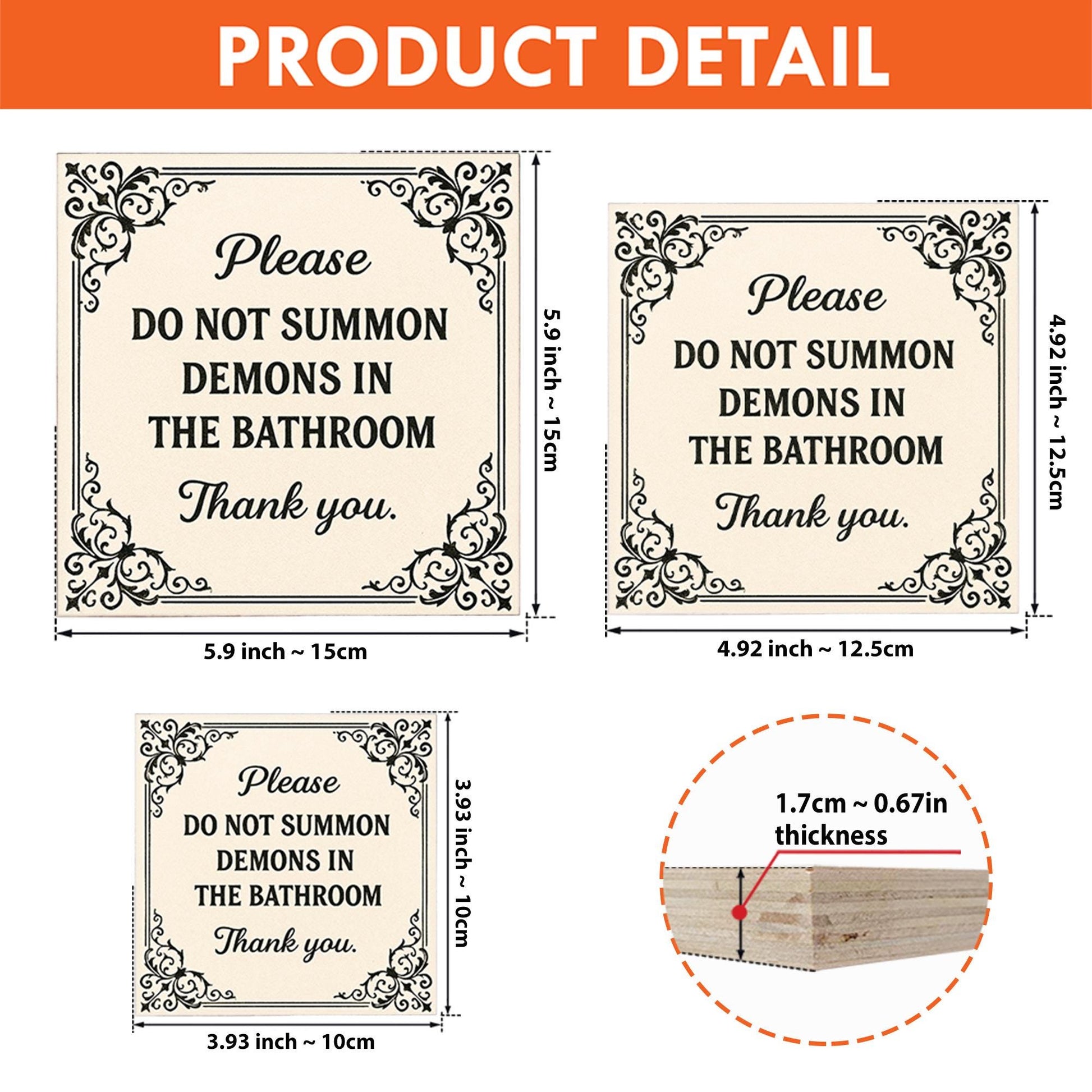 Funny Bathroom Wooden Block Sign – Gothic Bathroom Decor – quirky restroom Sign – Occult Humor Shelf Decor