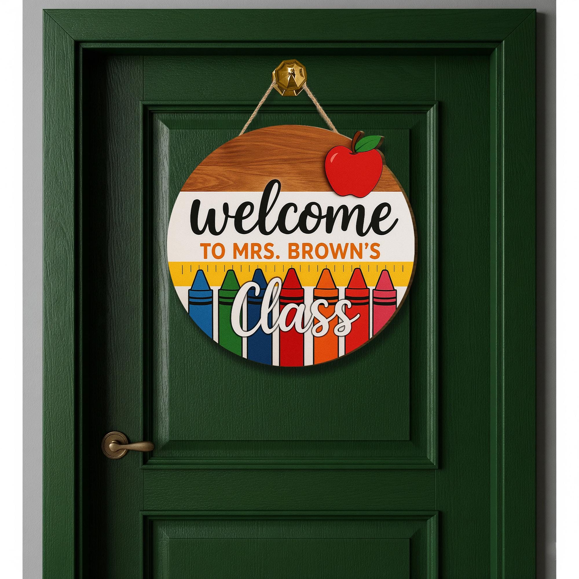 Welcome to Class Sign, 3D Teacher Door Hanger, Crayon Classroom Decor, Custom Name Wooden Sign, Back to School Teacher Gift