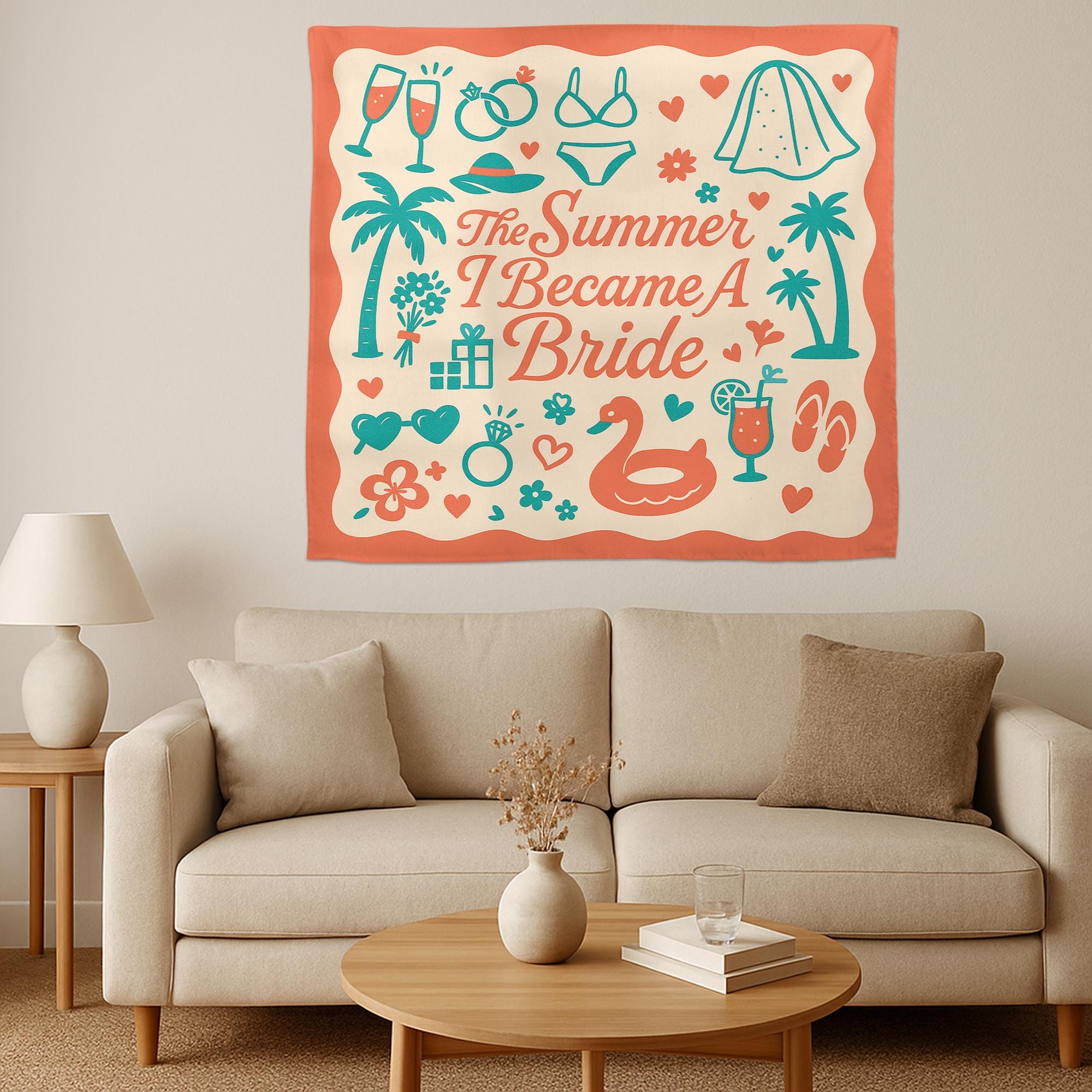 The Summer I Became a Bride Tapestry, Bachelorette Party Banner, Bride to Be Wall Decor, Bridal Shower Gift, Wedding Celebration