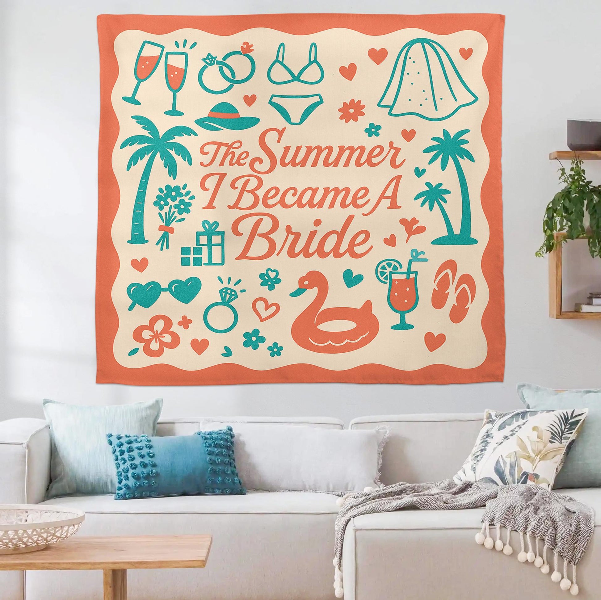 The Summer I Became a Bride Tapestry, Bachelorette Party Banner, Bride to Be Wall Decor, Bridal Shower Gift, Wedding Celebration