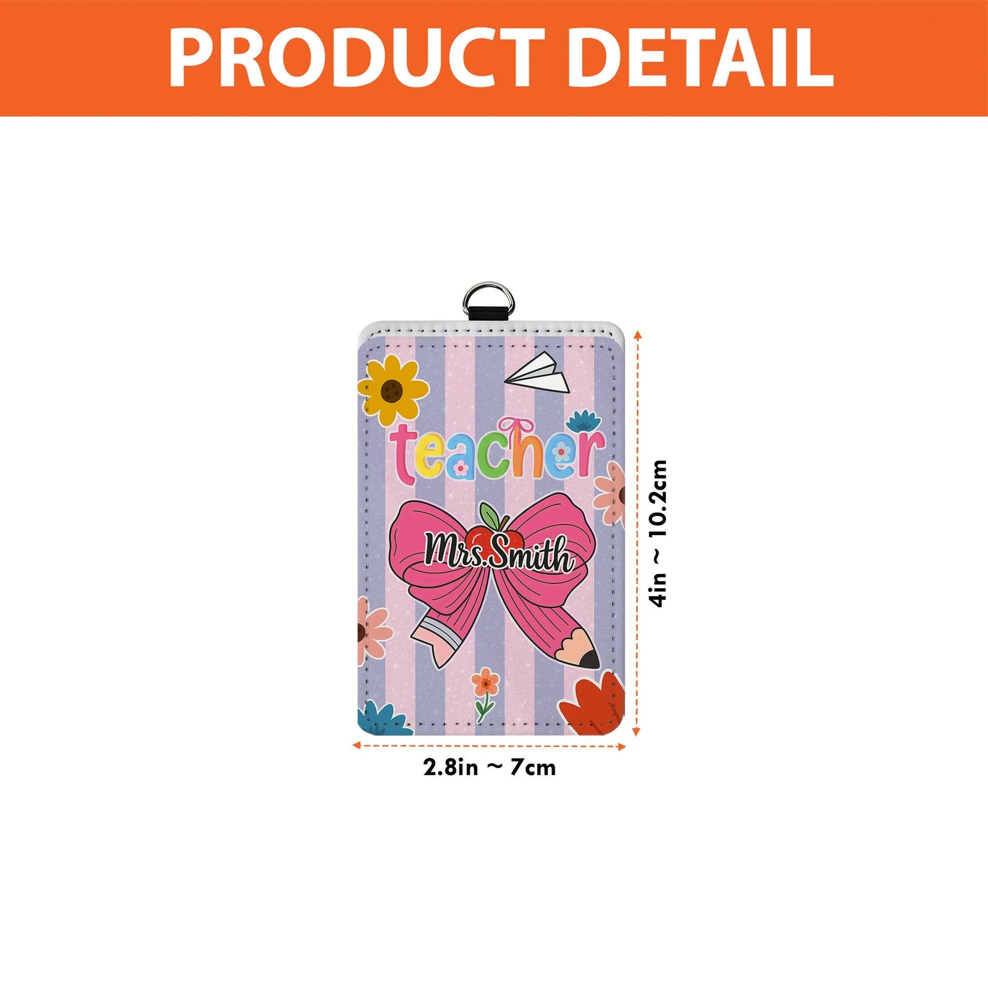 Personalized Teacher Badge Holder, Cute Pencil Bow ID Holder, Custom Name Lanyard, Back to School Teacher Gift, Floral ID Tag