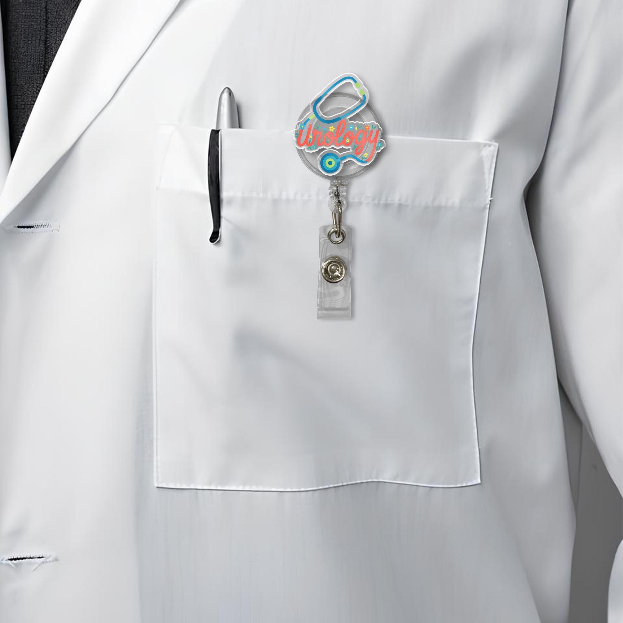 Urology Badge Reel | Cute Stethoscope ID Holder for Urologist or Nurse | Medical Name Tag Clip | Gift for Urology Staff & Healthcare Workers