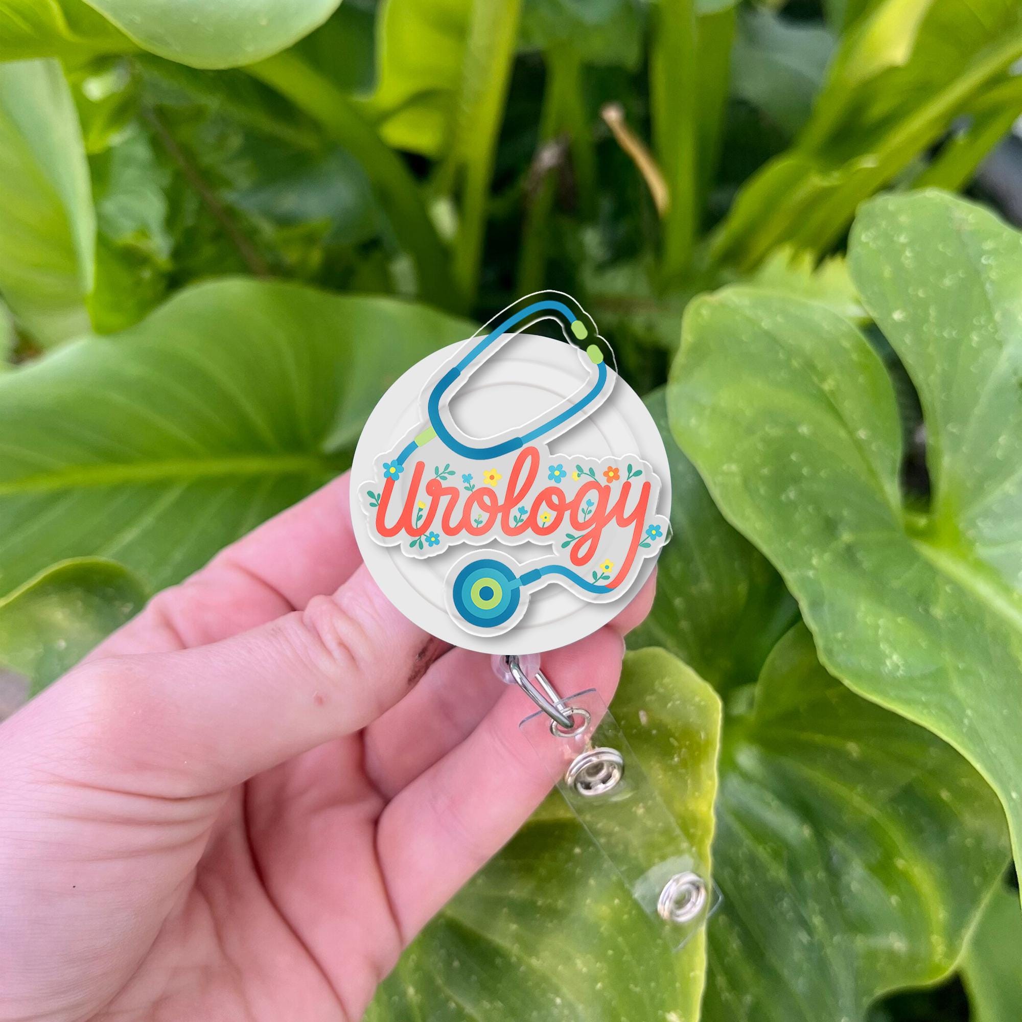Urology Badge Reel | Cute Stethoscope ID Holder for Urologist or Nurse | Medical Name Tag Clip | Gift for Urology Staff & Healthcare Workers