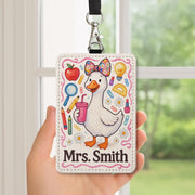 Teacher Duck Badge Reel, Cute Duck ID Holder for Women, Personalized Name Tag, Funny Teacher Gift, Custom Lanyard with Clip