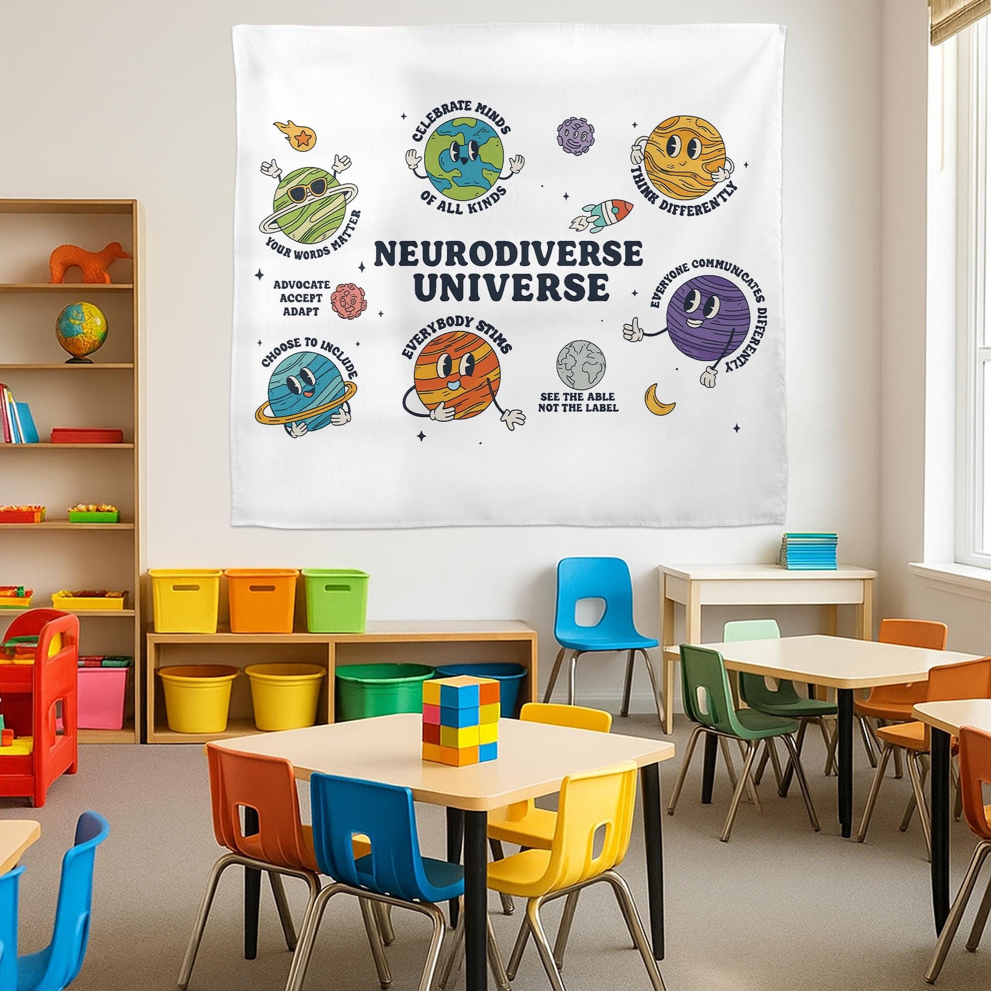 Neurodiverse Universe Tapestry | Celebrate Neurodiversity Wall Art | Classroom Decor for Autism Awareness | Inclusion Affirmation