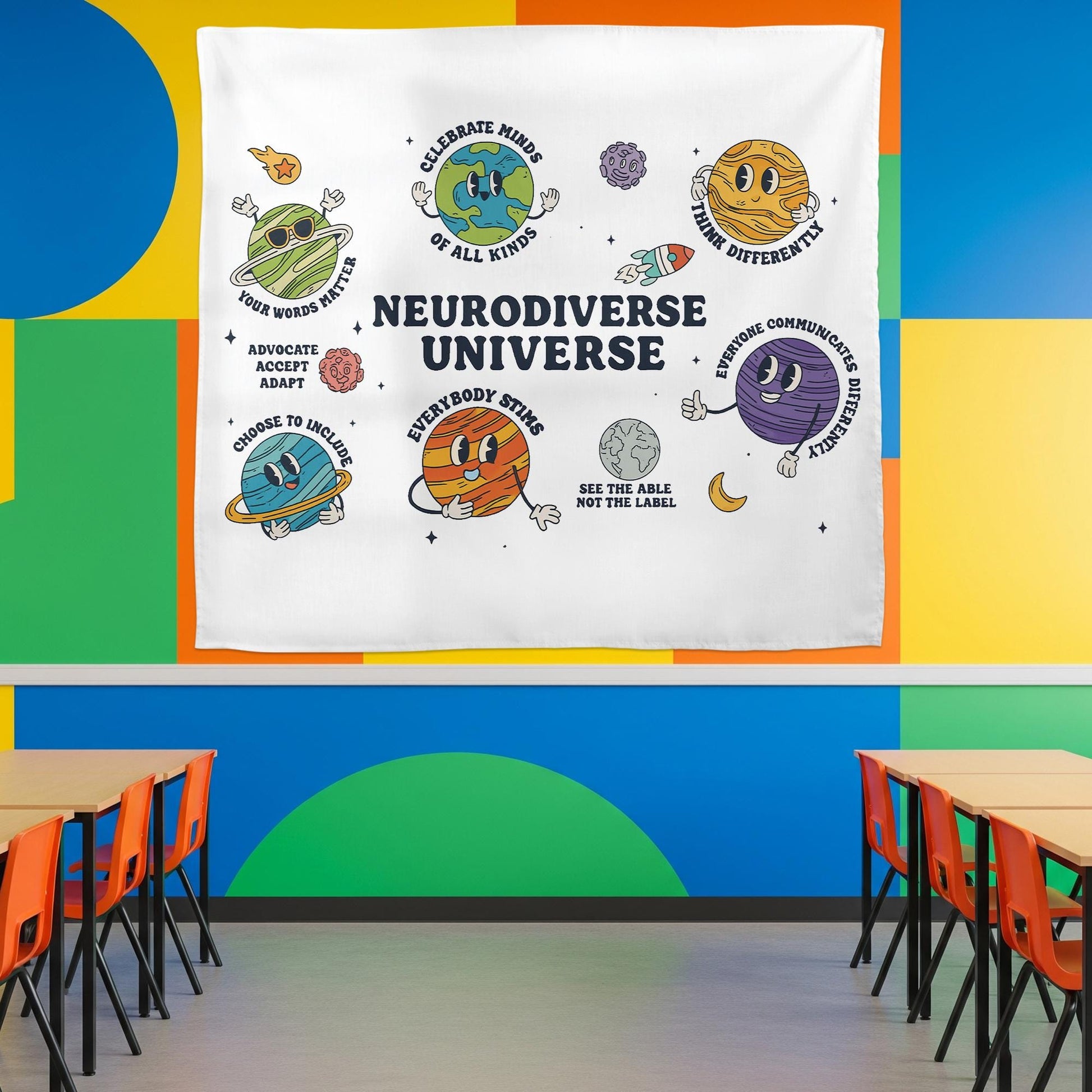 Neurodiverse Universe Tapestry | Celebrate Neurodiversity Wall Art | Classroom Decor for Autism Awareness | Inclusion Affirmation