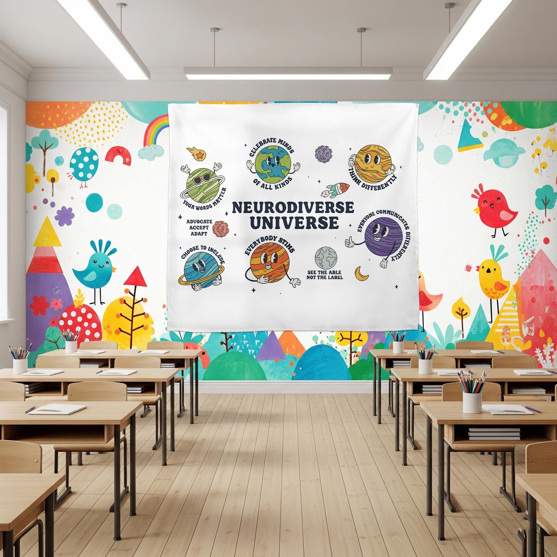 Neurodiverse Universe Tapestry | Celebrate Neurodiversity Wall Art | Classroom Decor for Autism Awareness | Inclusion Affirmation