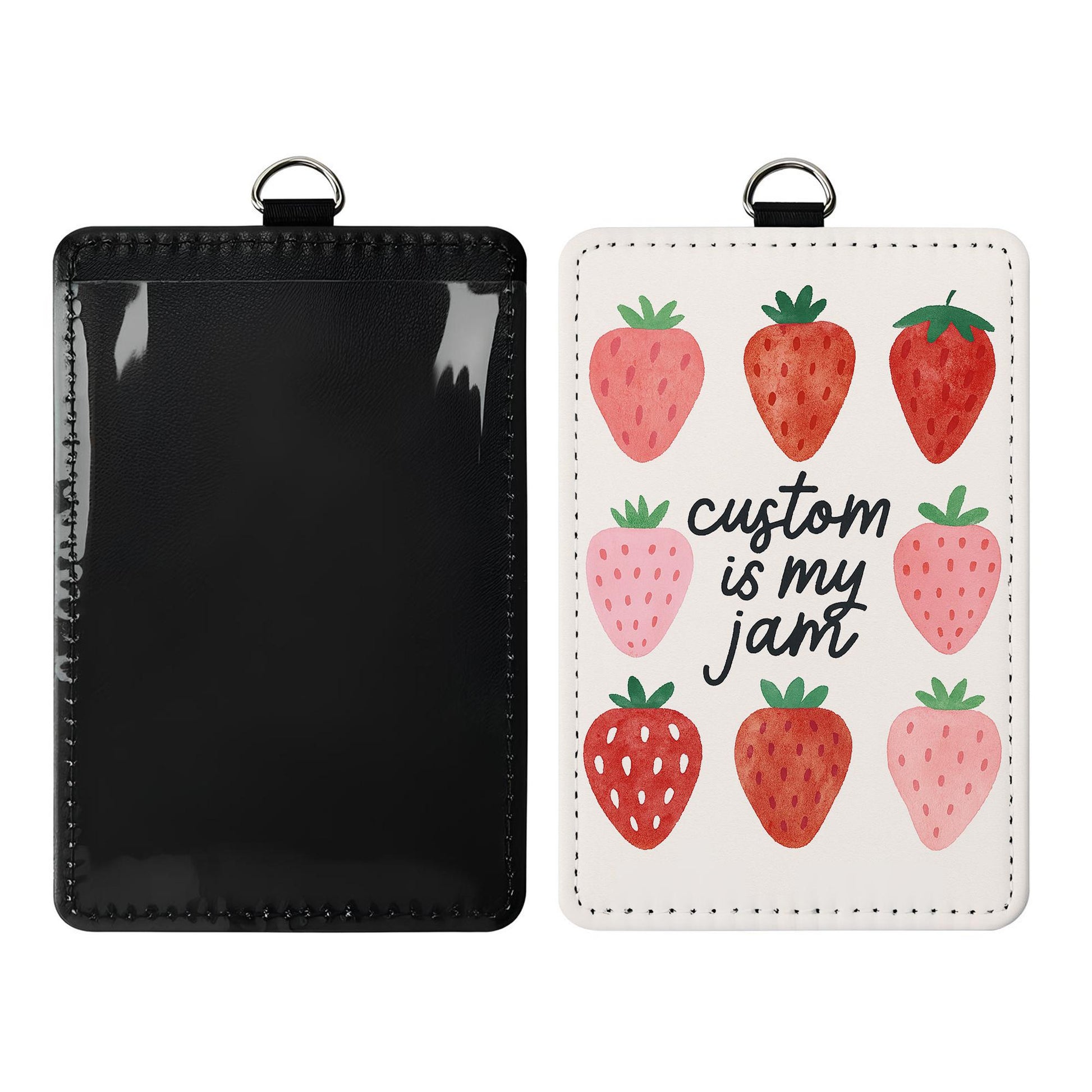 Custom Is My Jam Strawberry ID Badge Holder – Cute Fruit-Inspired Card Holder for Teachers, Nurses, and Office Staff – Fun Lanyard Accessory