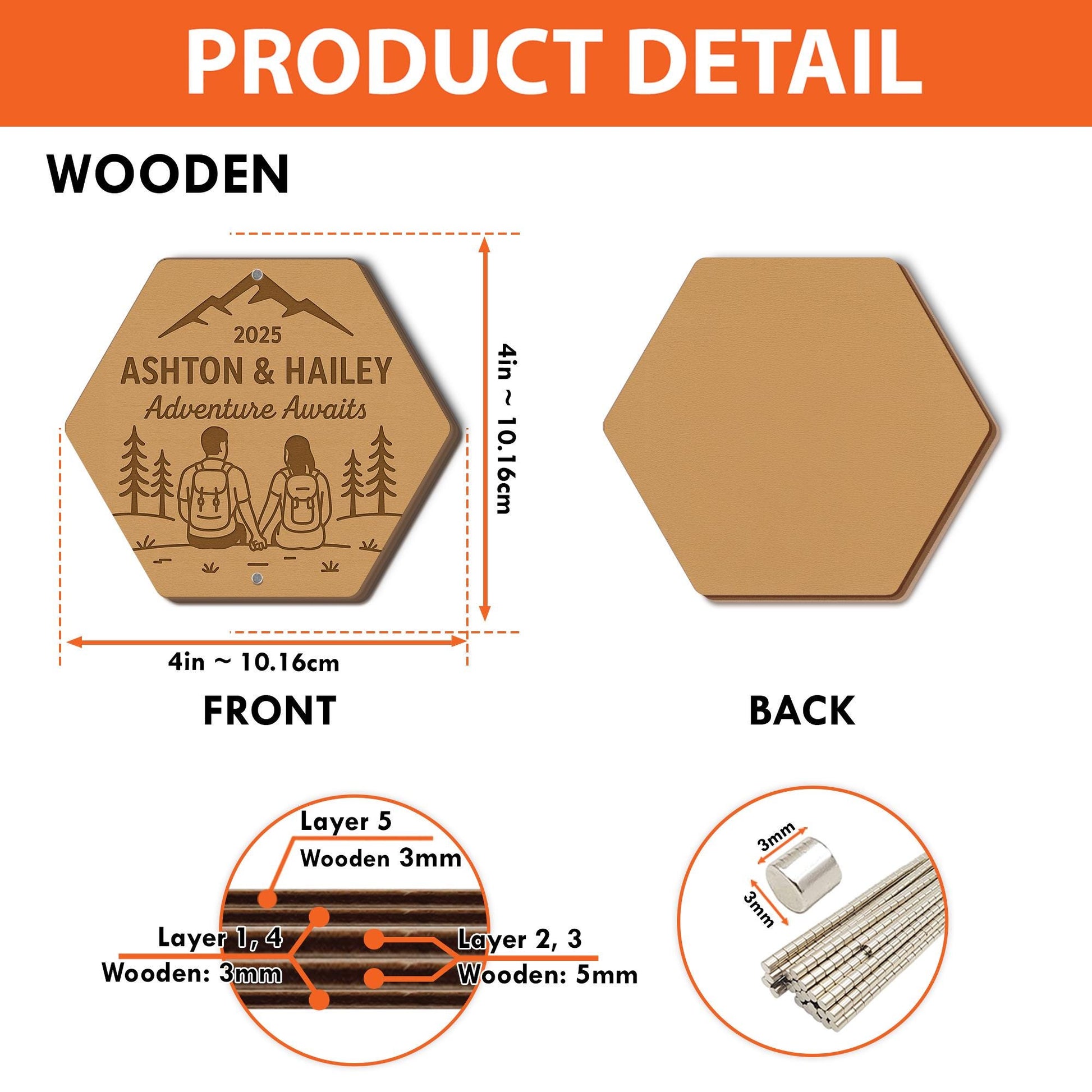 Custom Magnetic Wedding Ring Box – Personalized Adventure Awaits Ring Holder – Couple Gift for Outdoor or Camper Wedding