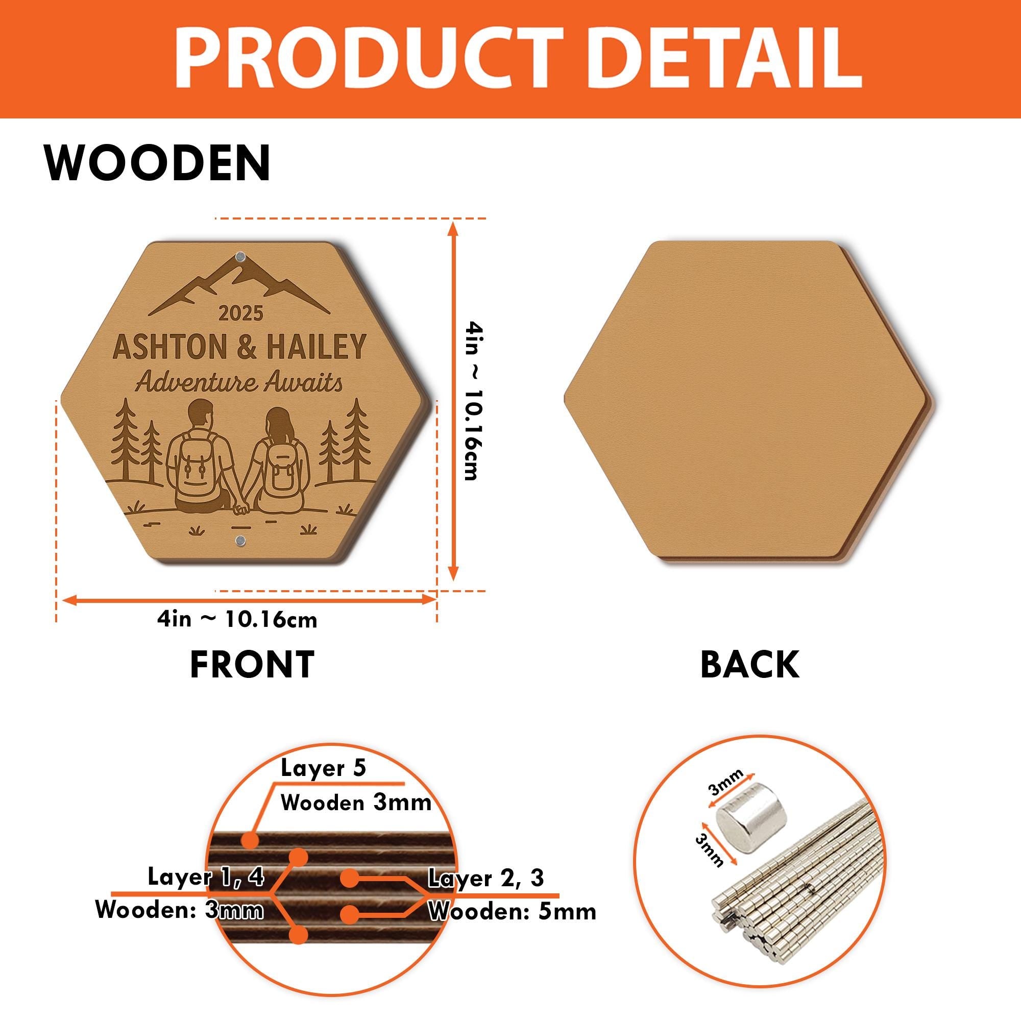 Custom Magnetic Wedding Ring Box – Personalized Adventure Awaits Ring Holder – Couple Gift for Outdoor or Camper Wedding