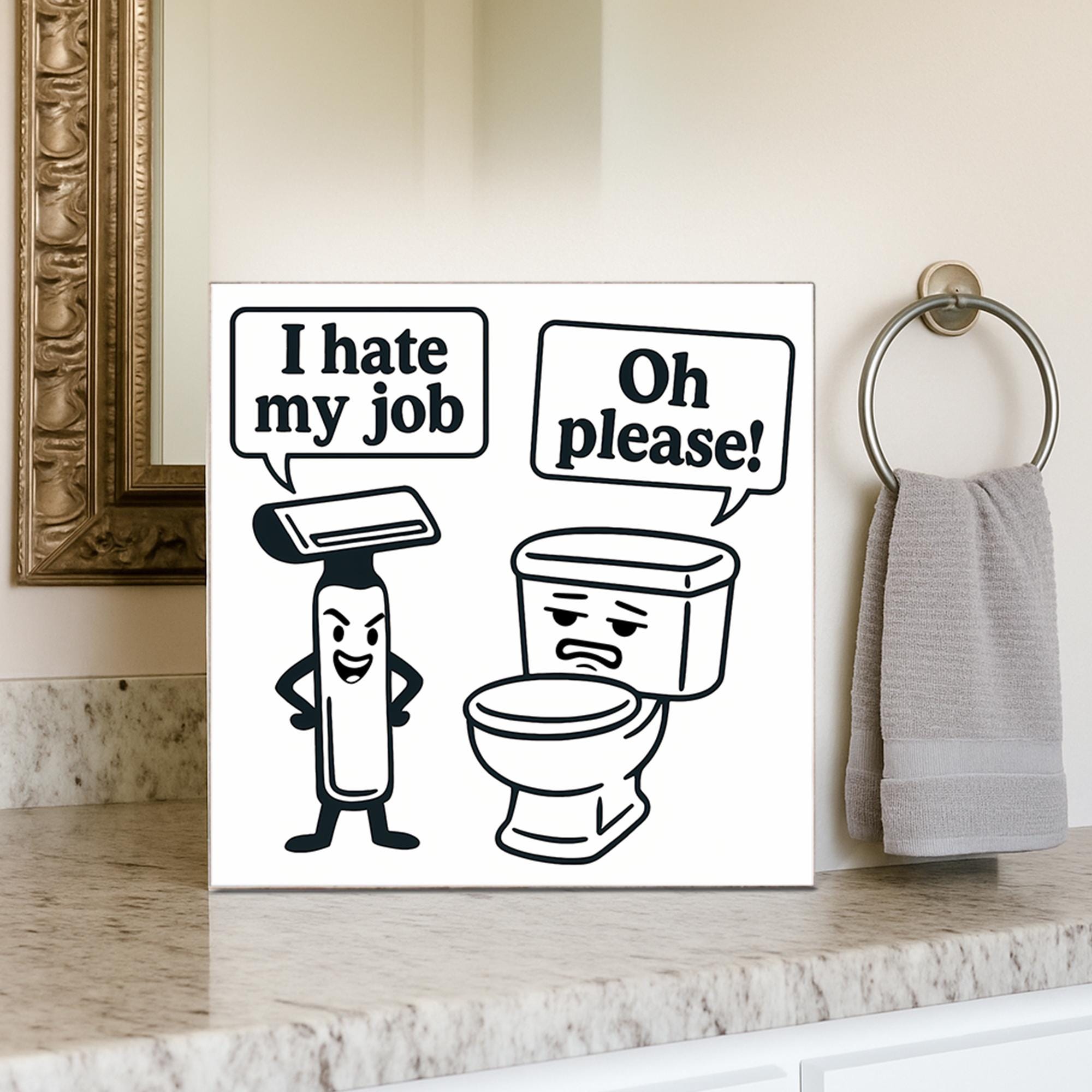 Funny Bathroom Sign, Toilet Humor Decor, Shaving Joke Plaque, Bathroom Wall Art, Gag Gift for Men, Restroom Shelf Sign, Funny Decor