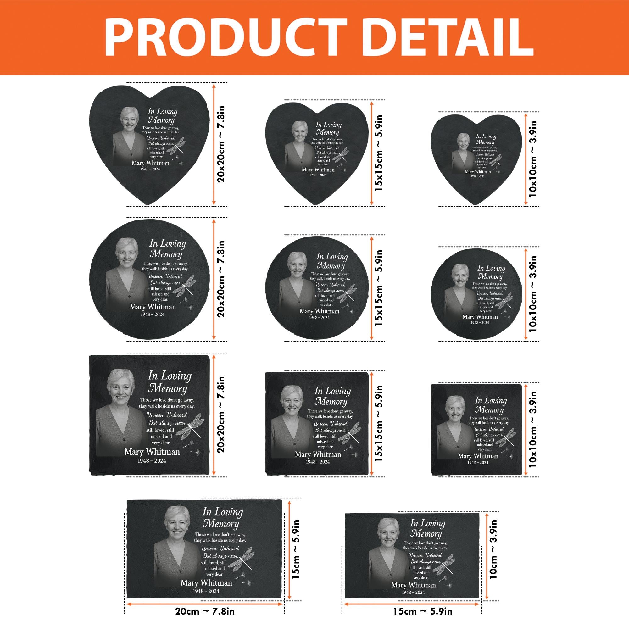 Custom Memorial Garden Stone with Photo – Personalized In Loving Memory Slate – Tribute Keepsake for Loss of Loved One