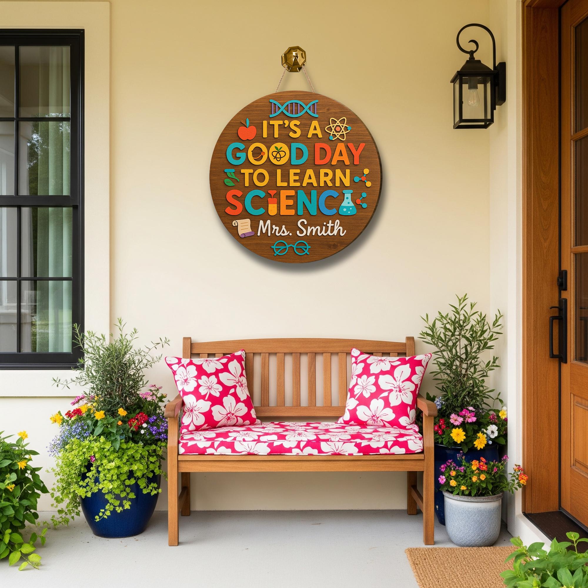 It's a Good Day to Learn Science Sign, 3D Wooden Teacher Door Hanger, STEM Classroom Decor, Science Teacher Gift, Lab Wall Art