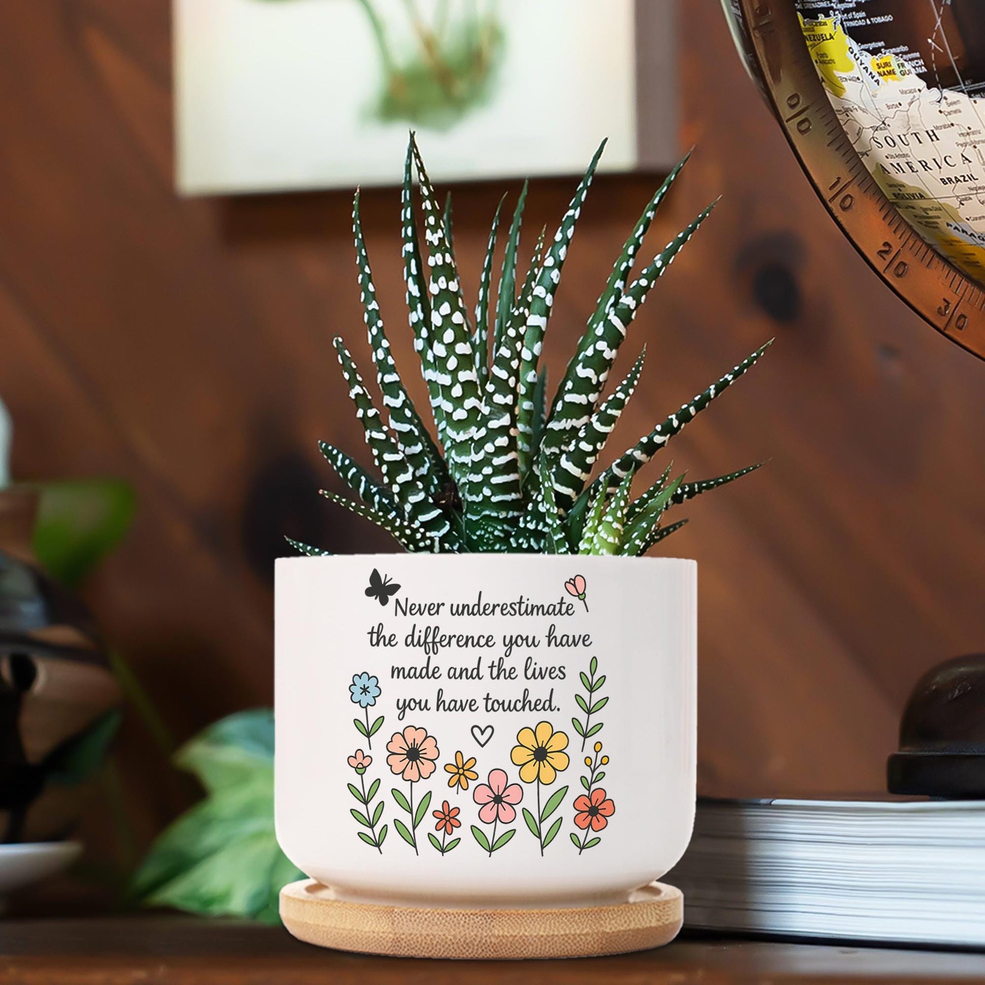 Custom Retirement Plant Pot – Personalized Ceramic Succulent Planter with Name & Year–Floral Farewell Gift for Coworker or Teacher -POT ONLY
