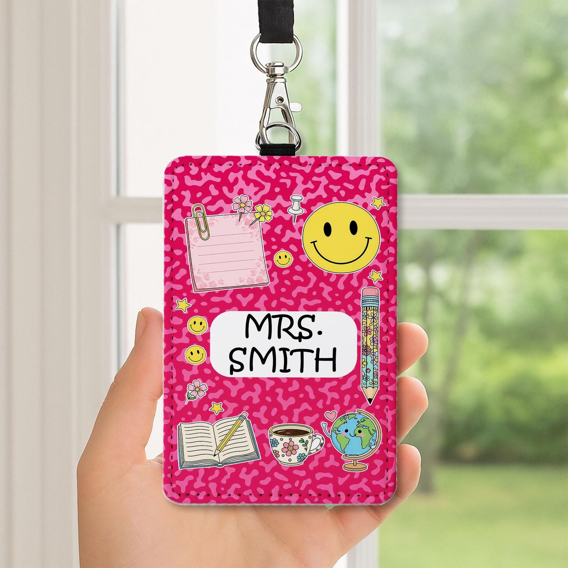 Personalized Teacher Name Badge Holder, Cute Classroom Lanyard ID Tag, Back to School Gift for Teachers, Teachers Badge Reel, School Lanyard