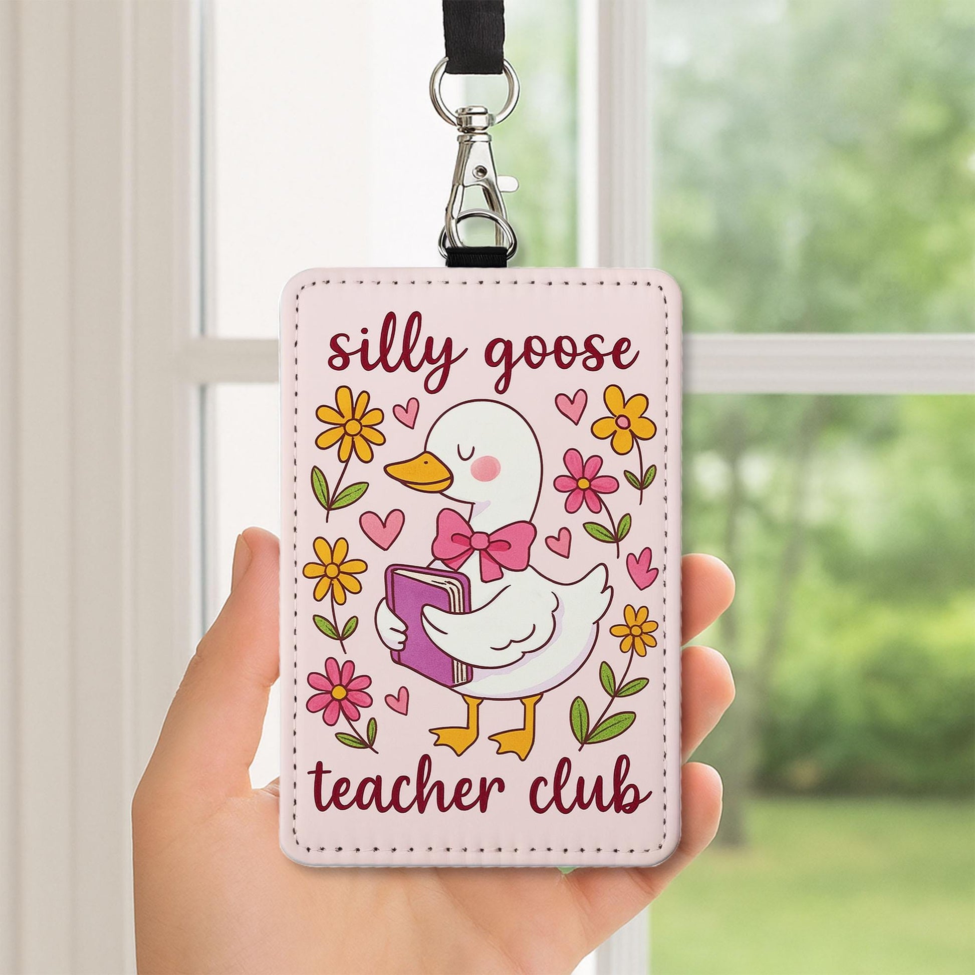 Silly Goose Teacher Club Badge | Cute Goose ID Holder for Teachers | Fun Lanyard Accessory | Back to School Gift for Educators, Teachers