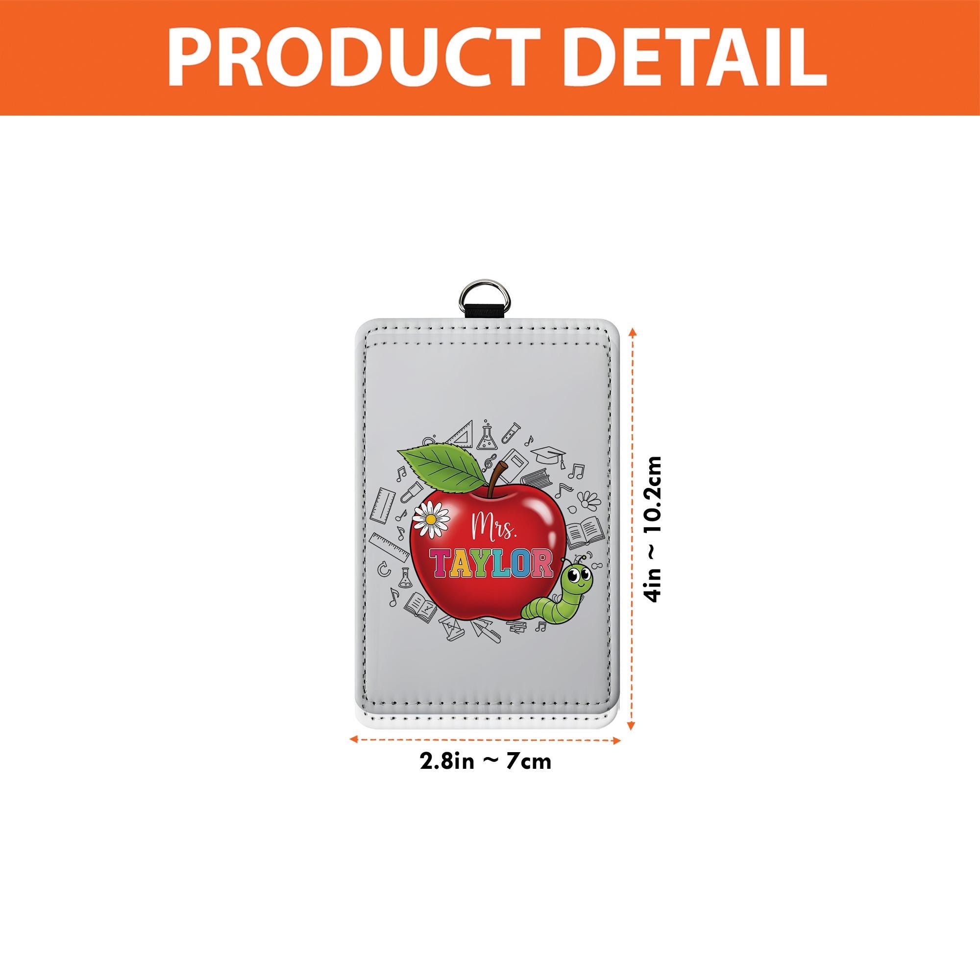 Personalized Teacher ID Badge | Cute Apple & Worm Name Tag for Women | Back to School Lanyard | Custom Gift for Teachers, Educators, Staffs