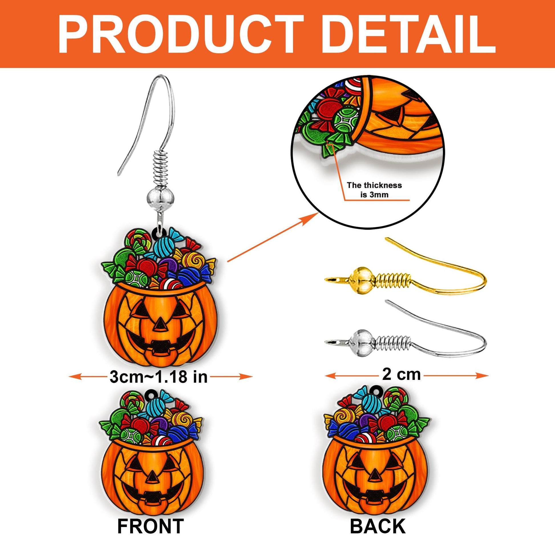 Halloween Pumpkin Earrings, Candy Bucket Dangle Earrings, Cute Trick or Treat Jewelry, Spooky Fall Earrings, Fun Halloween Accessory