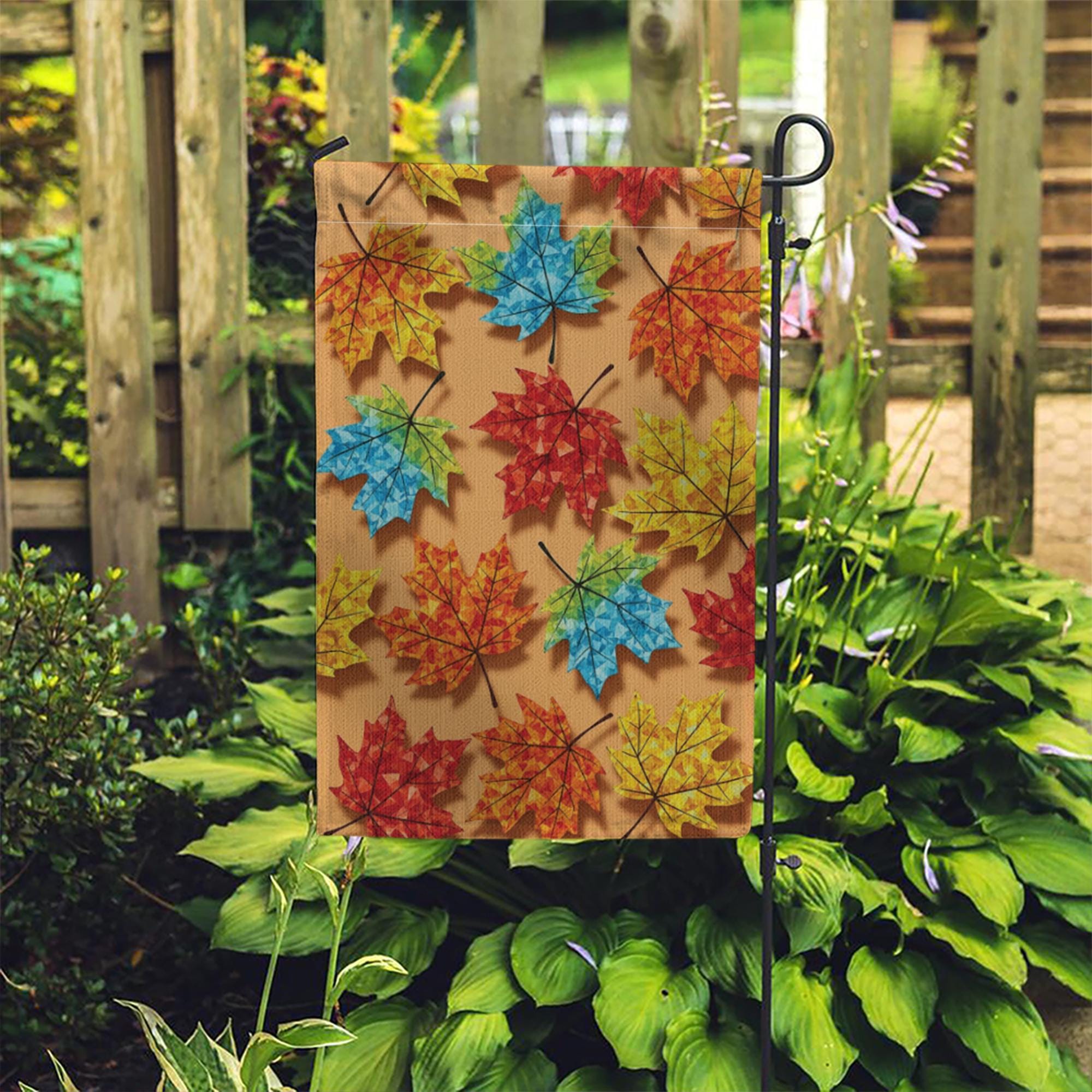 Colorful Fall Maple Leaf Garden Flag, Autumn Yard Decor, Outdoor Seasonal Banner for Porch, Patio, Thanksgiving or Halloween