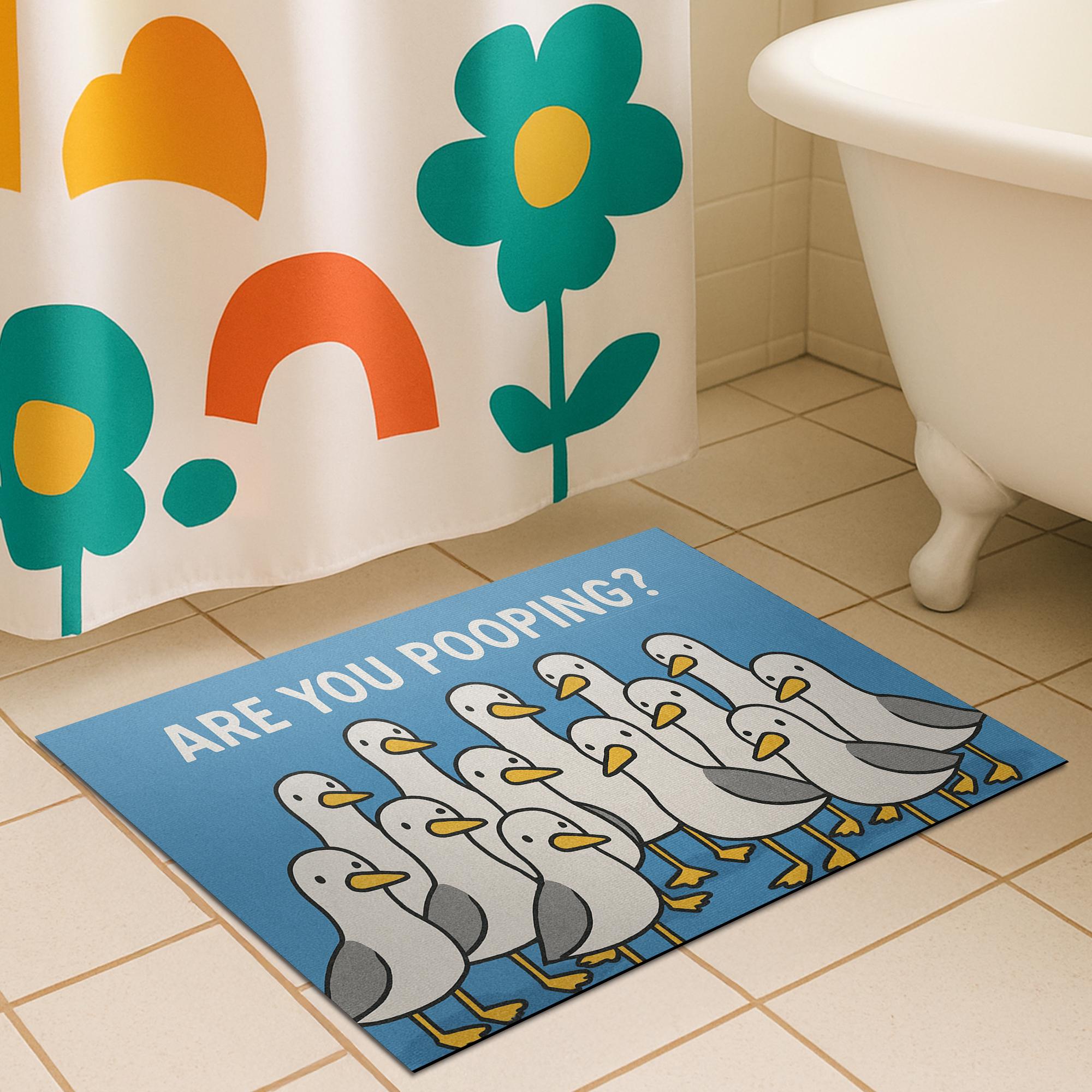 Funny Seagull Bath Mat, Are You Pooping Rug, Silly Bird Bathroom Decor, Quirky Toilet Mat, Humorous Bathroom Gift for Bird Lovers