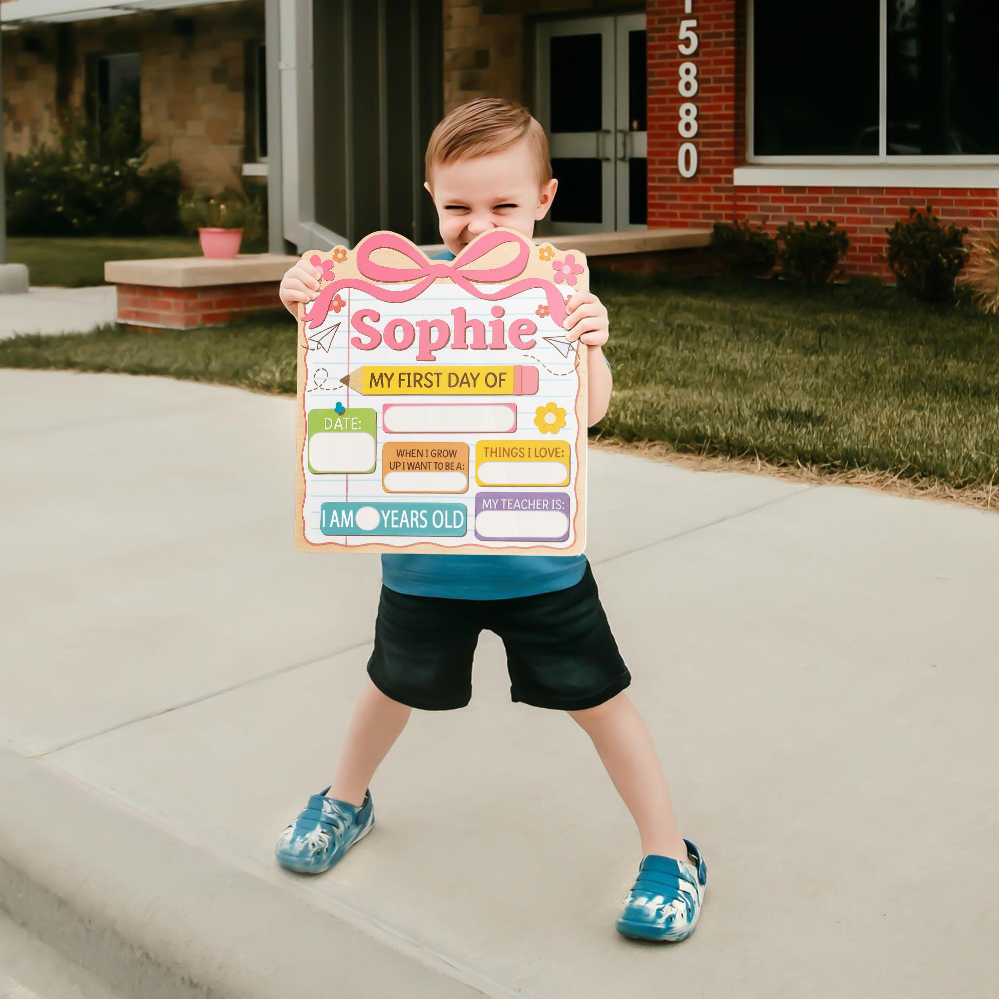 First Day of School Sign for Girls, Personalized Reusable Back to School Board, Pink Keepsake Photo Prop, School Memory Sign, Kid Keepsake