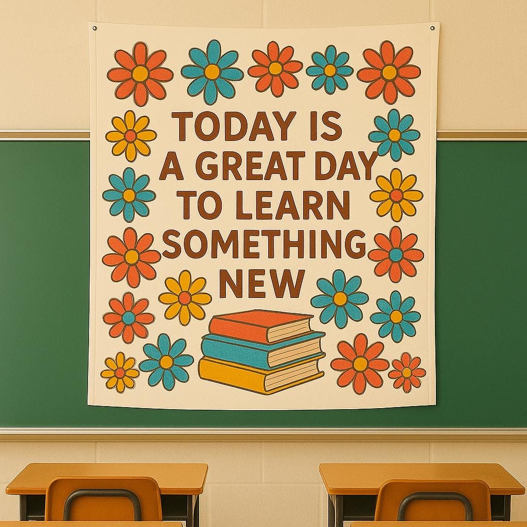 Today Is a Great Day to Learn Something New Tapestry - Back to School Classroom Wall Decor - Teacher Motivational Banner with Books