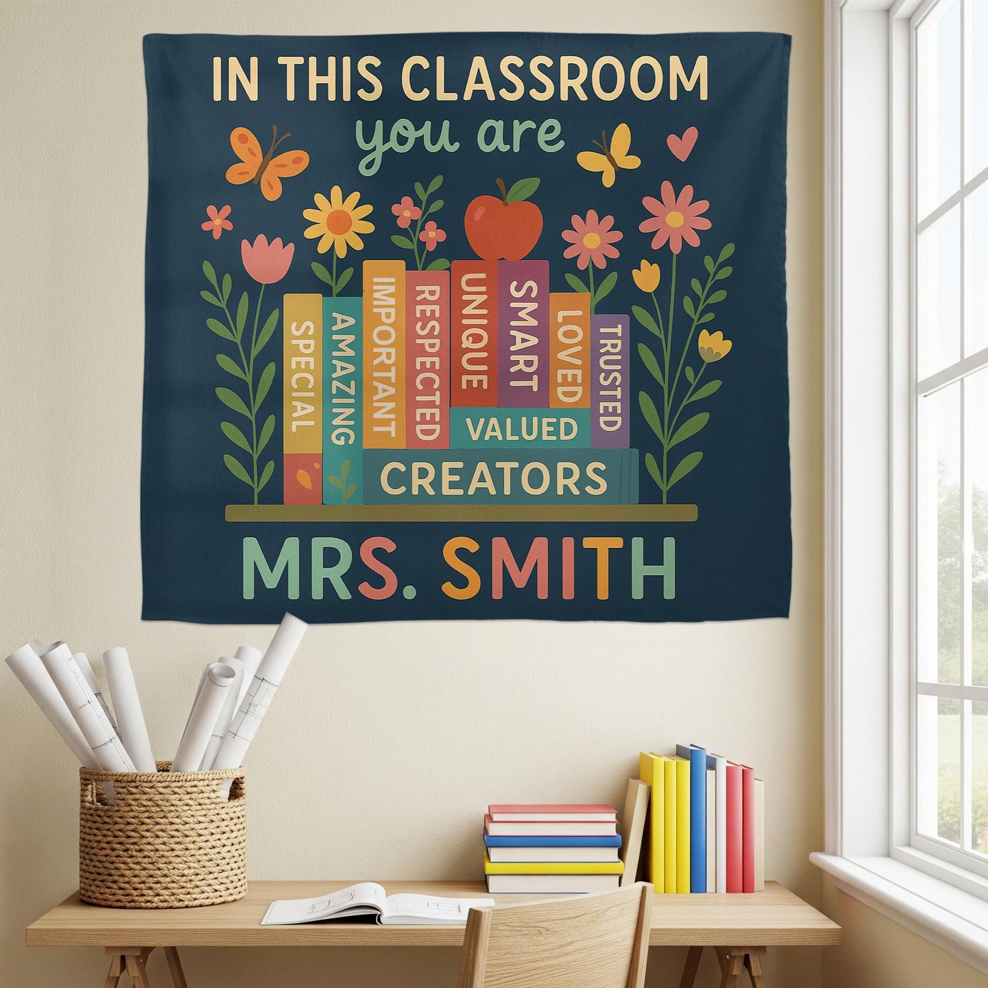 Personalized Classroom Tapestry, You Are Wall Banner, Teacher Name School Decor, Back to School Positive Message Poster