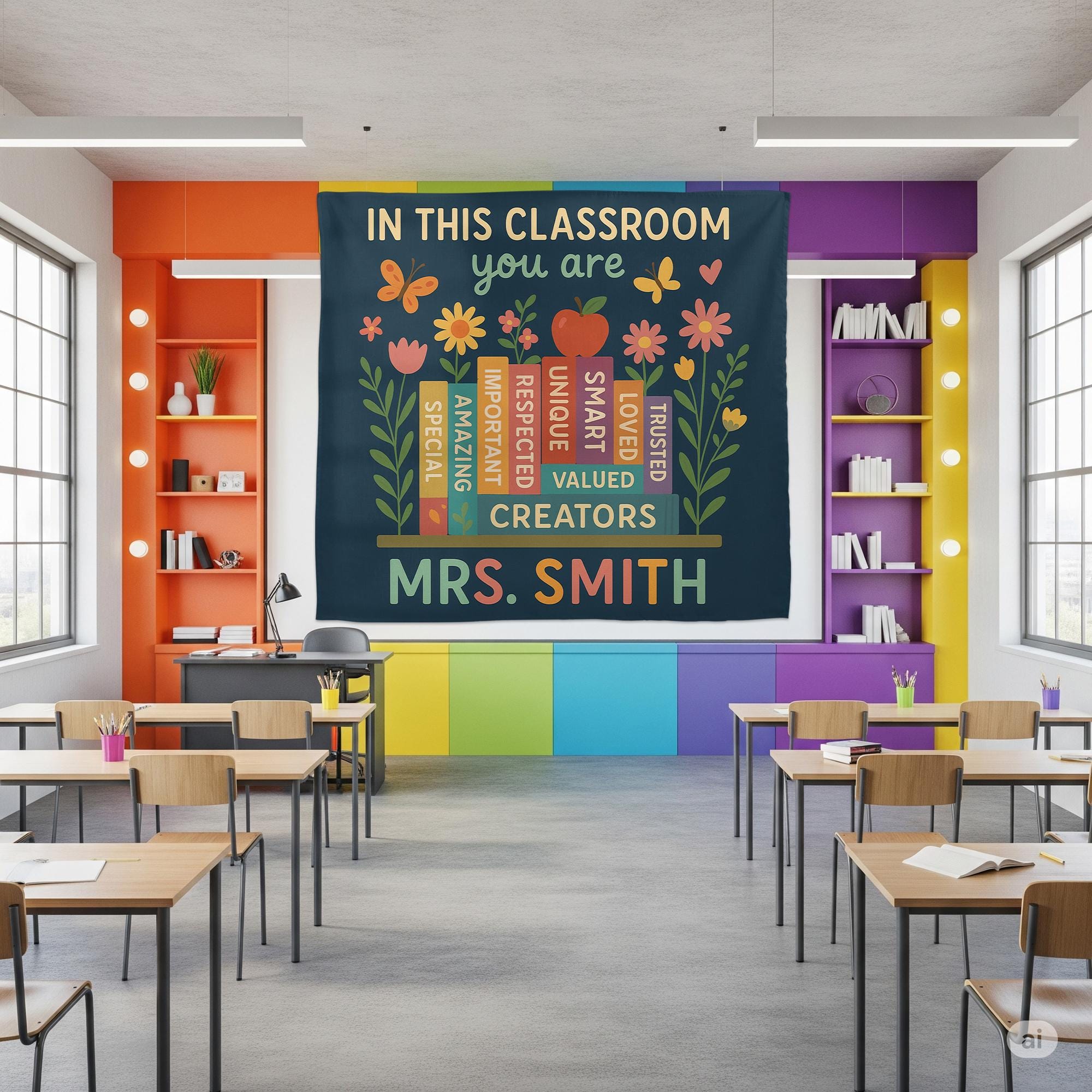 Personalized Classroom Tapestry, You Are Wall Banner, Teacher Name School Decor, Back to School Positive Message Poster