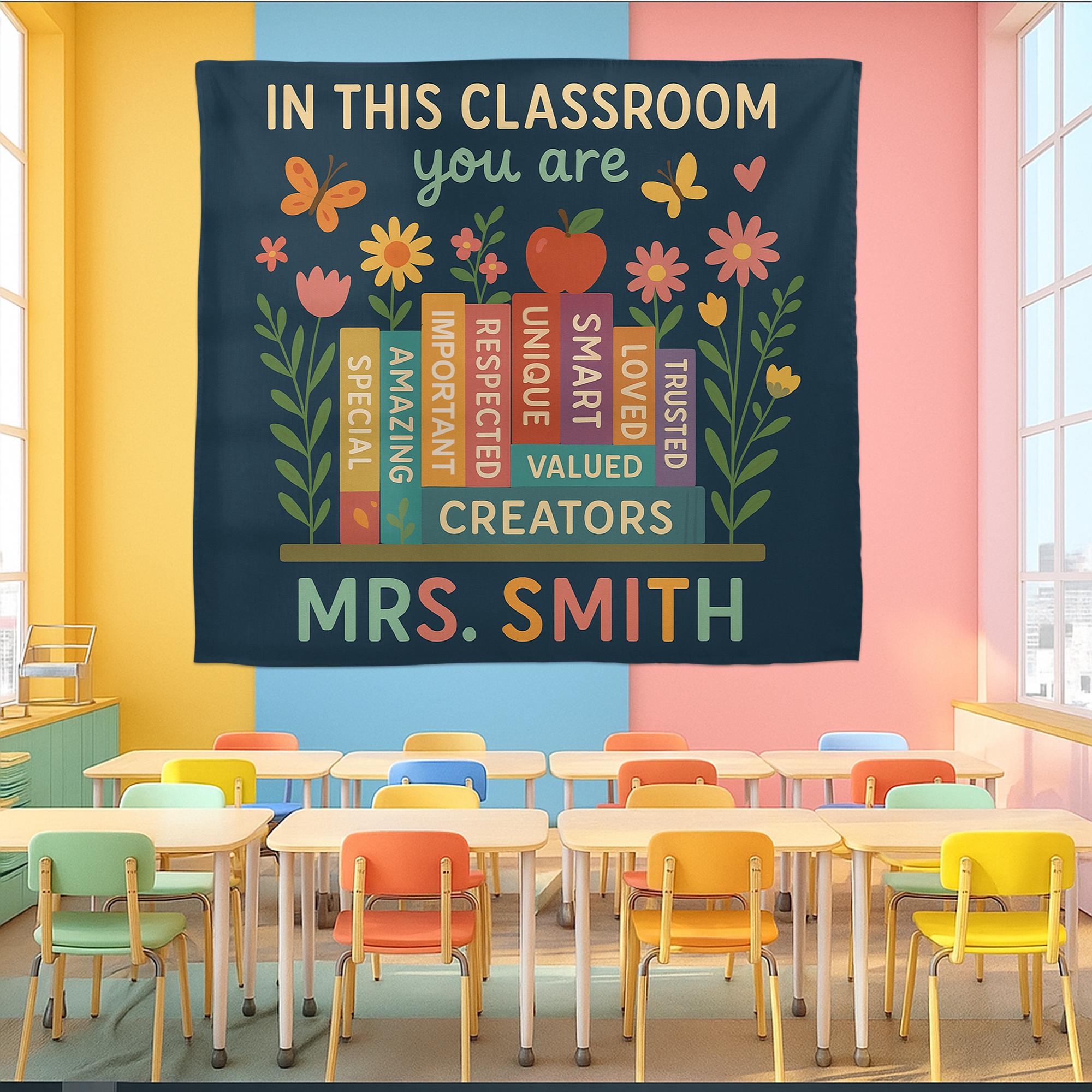Personalized Classroom Tapestry, You Are Wall Banner, Teacher Name School Decor, Back to School Positive Message Poster