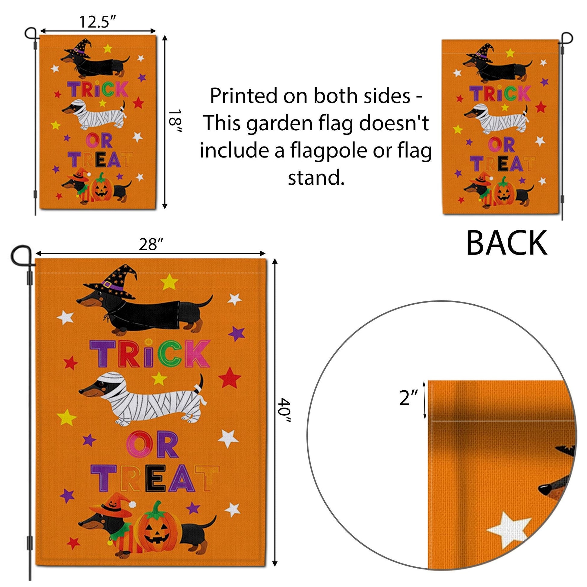 Halloween Dachshund Garden Flag, Trick or Treat Dog Yard Decor, Fall Outdoor Halloween Decoration, Cute Wiener Dog Flag, Halloween Decor