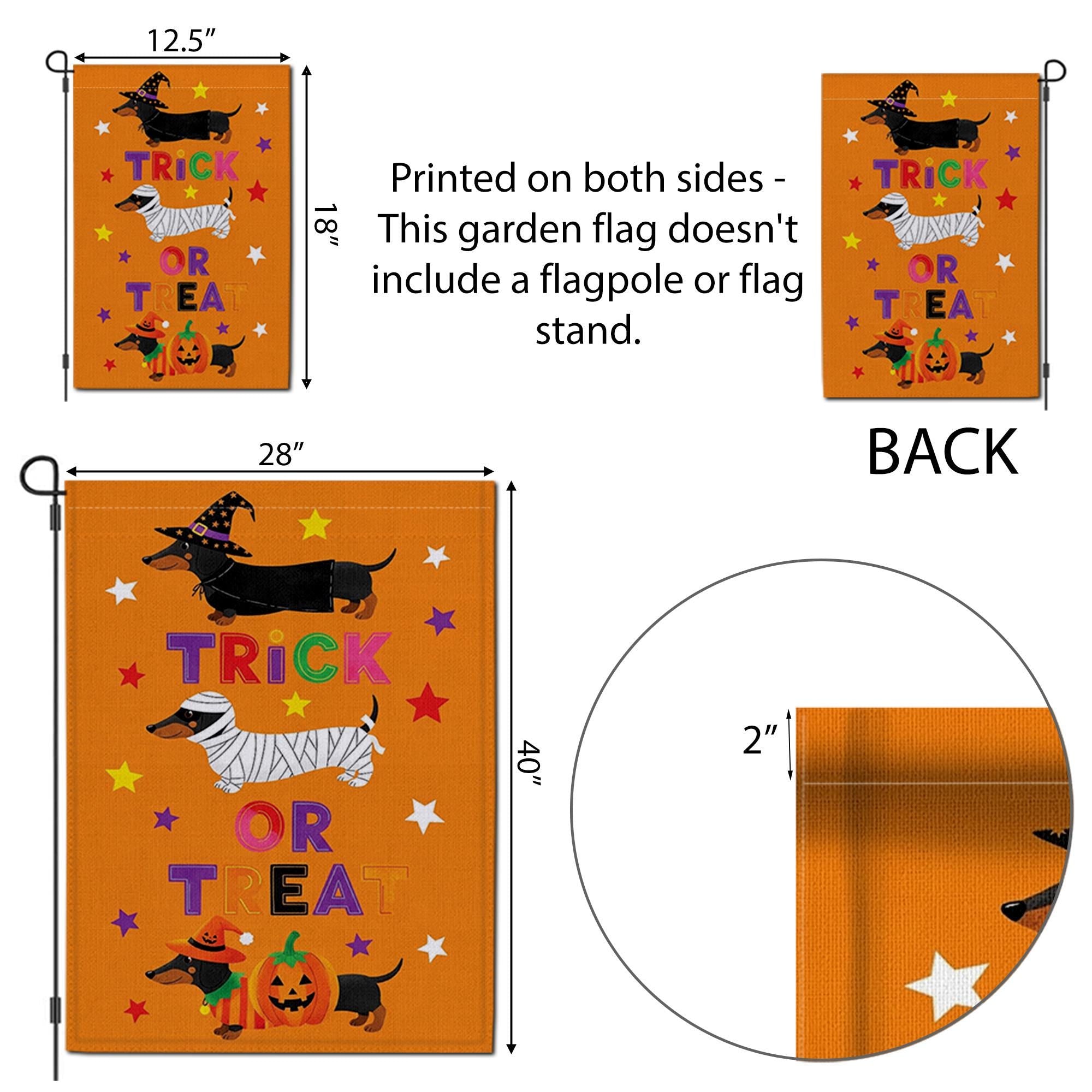 Halloween Dachshund Garden Flag, Trick or Treat Dog Yard Decor, Fall Outdoor Halloween Decoration, Cute Wiener Dog Flag, Halloween Decor