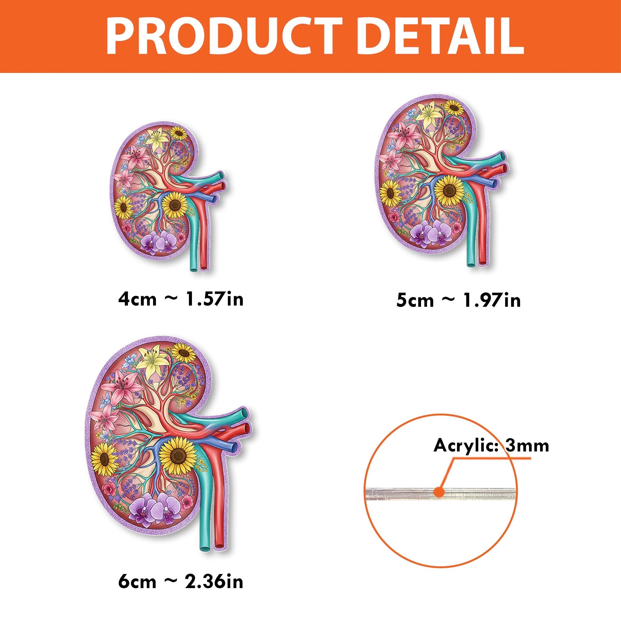 Floral Kidney Badge Reel, Cute Anatomical ID Holder, Nephrology Gift for Nurse or Tech, Medical Retractable Name Tag Clip
