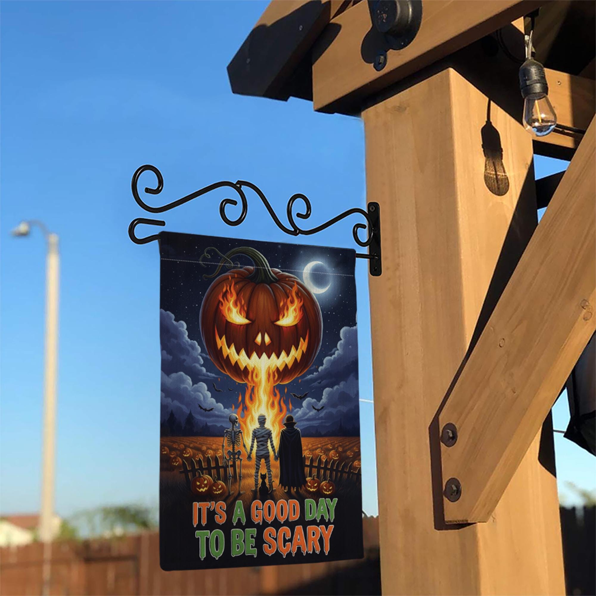Good Day To Be Scary Halloween Garden Flag, Spooky Jack-o'-Lantern Yard Decor, Outdoor Fall Welcome Banner, Scary Season Art