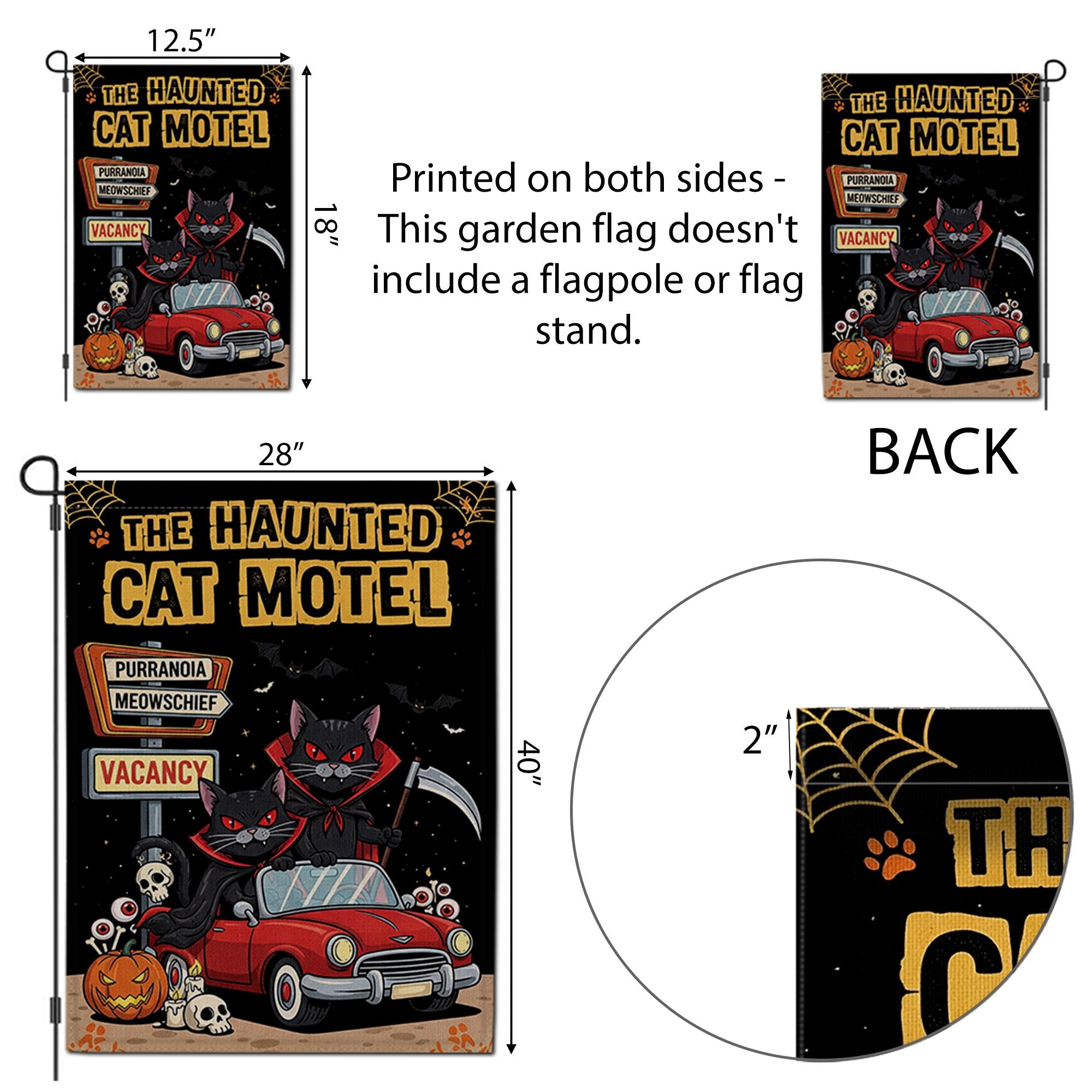 Haunted Cat Motel Flag, Funny Halloween Yard Decor, Vampire Black Cats Banner, Spooky Outdoor Fall Sign, Meow Mischief Flag