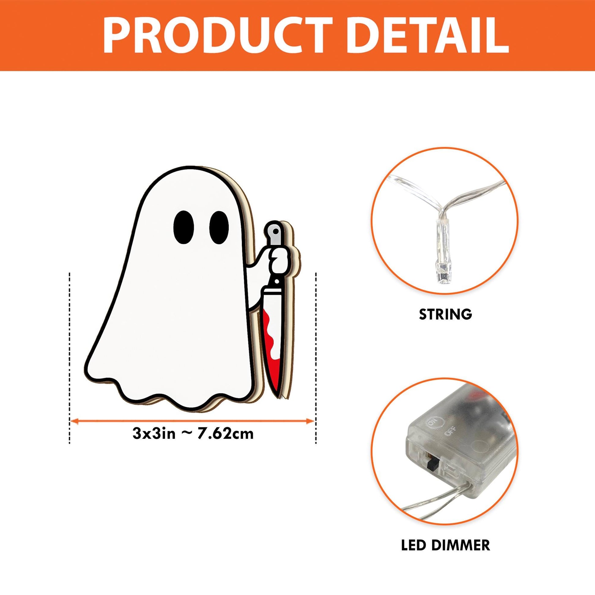 Ghost String Lights – Spooky Halloween Bloody Ghost Lights for Creepy Decor, Indoor Horror Garland, Scary Party Lighting