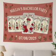 Tarot Bachelorette Party Banner, Bride and Bridesmaid Tapestry, Custom Bach Party Decor, Floral Bridal Shower Sign, Wedding Prop Sign