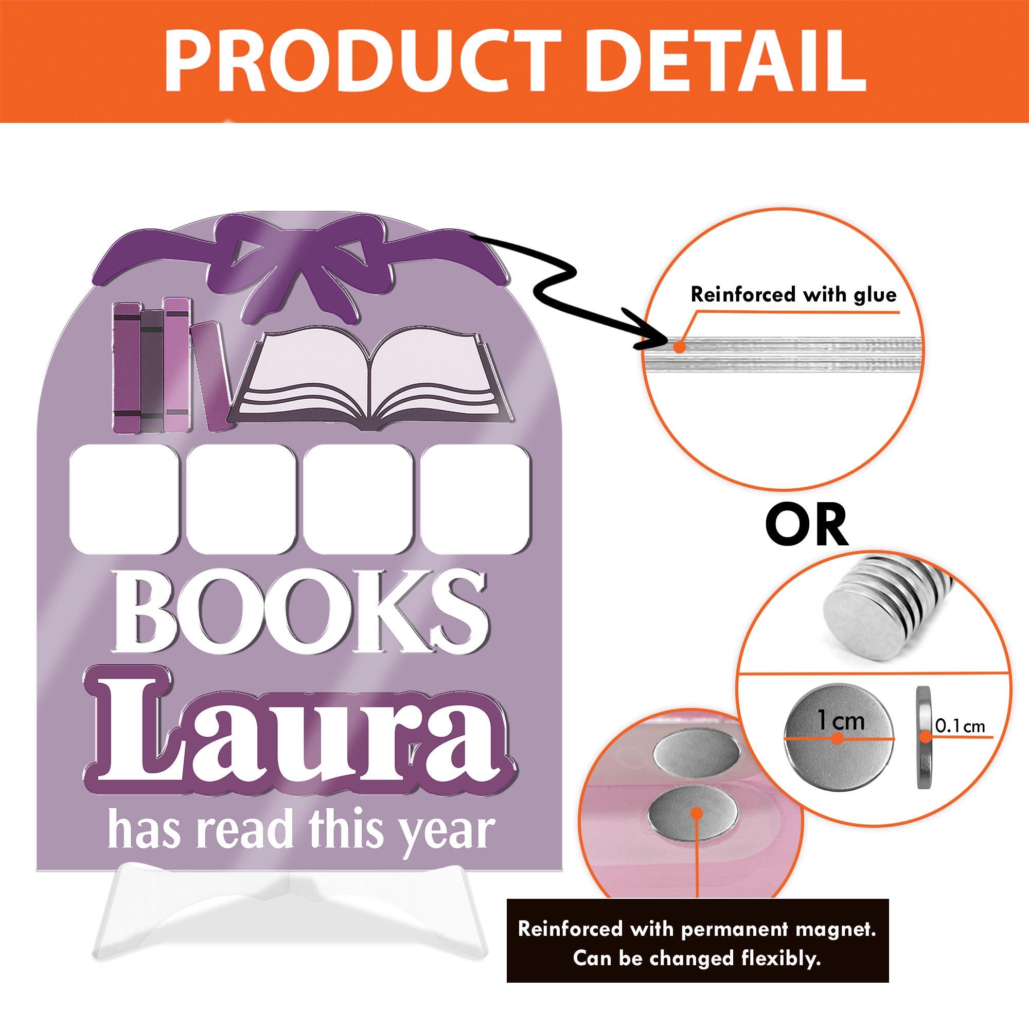 Personalized Books Read Tracker Sign | Custom Reading Log Display | Book Count Sign for Kids & Adults | Library Decor for Book Lovers gift