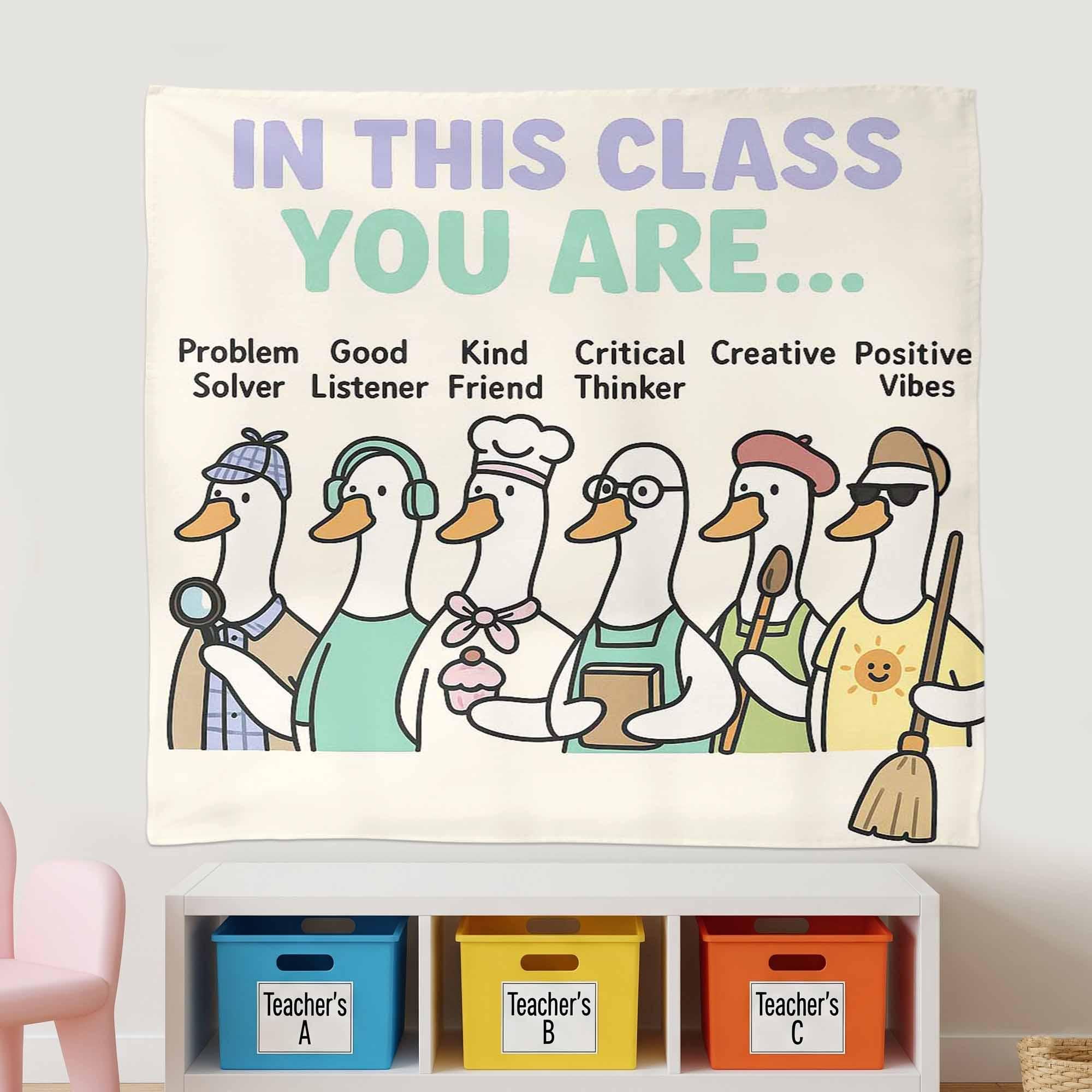 Funny Silly Goose Motivational Classroom Tapestry Decor, Classroom Tapestry for Teachers, Student Growth Mindset Banner, Classroom Decor