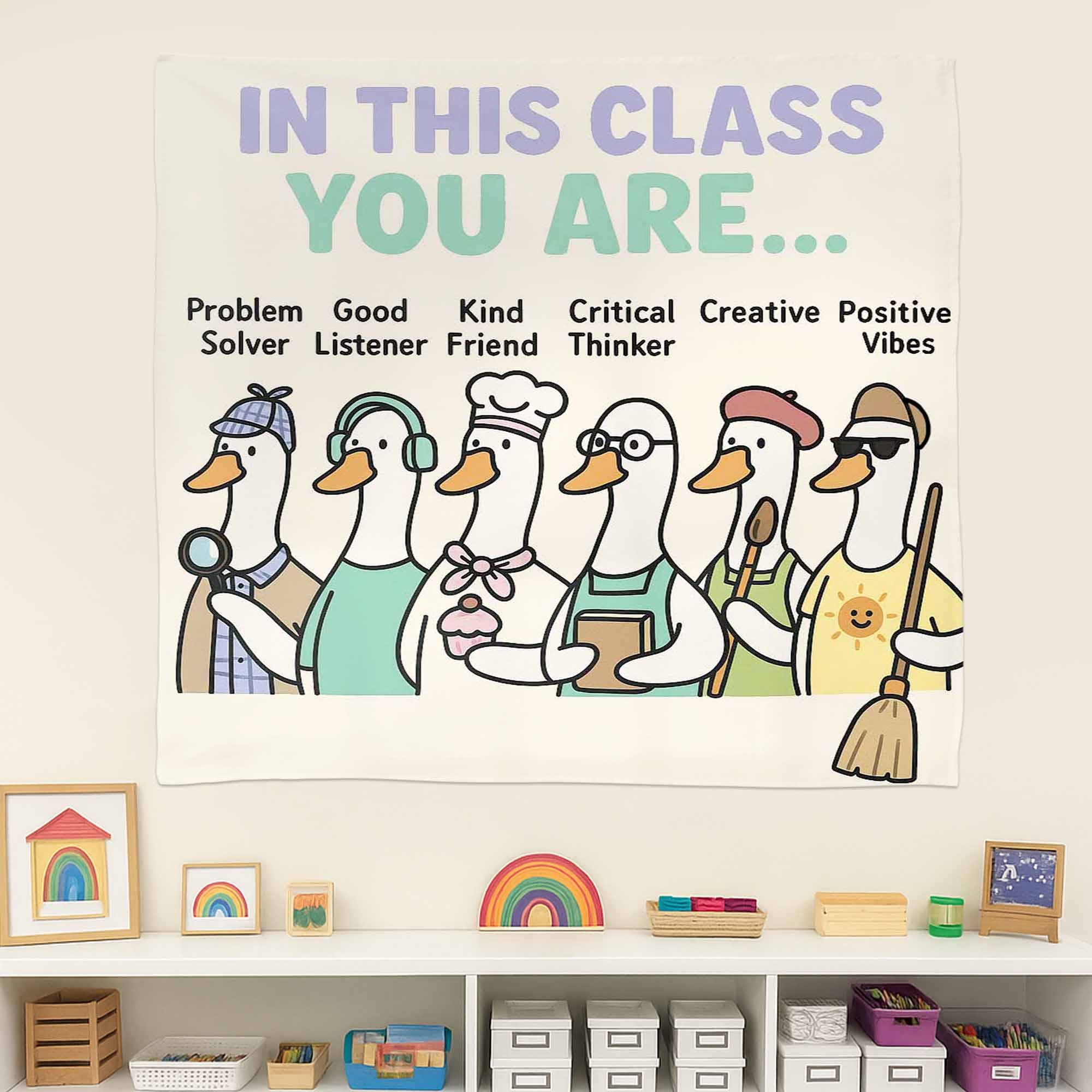 Funny Silly Goose Motivational Classroom Tapestry Decor, Classroom Tapestry for Teachers, Student Growth Mindset Banner, Classroom Decor