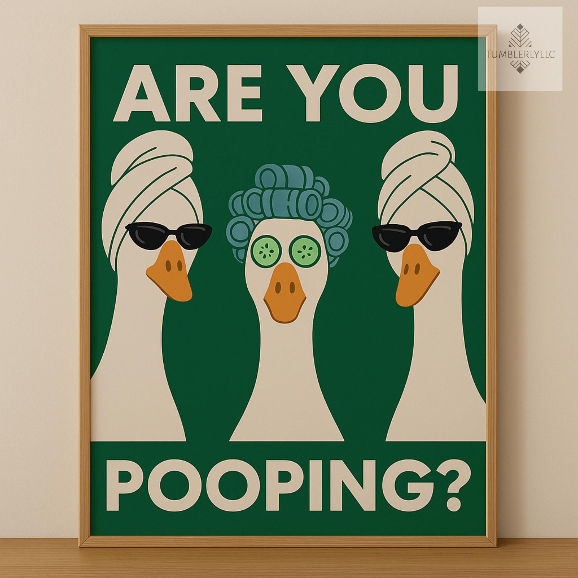 Funny Goose Bathroom Poster – Unframed Are You Pooping Wall Art, Silly Goose Spa Print, Quirky Toilet Humor Decor for Guest Bathroom