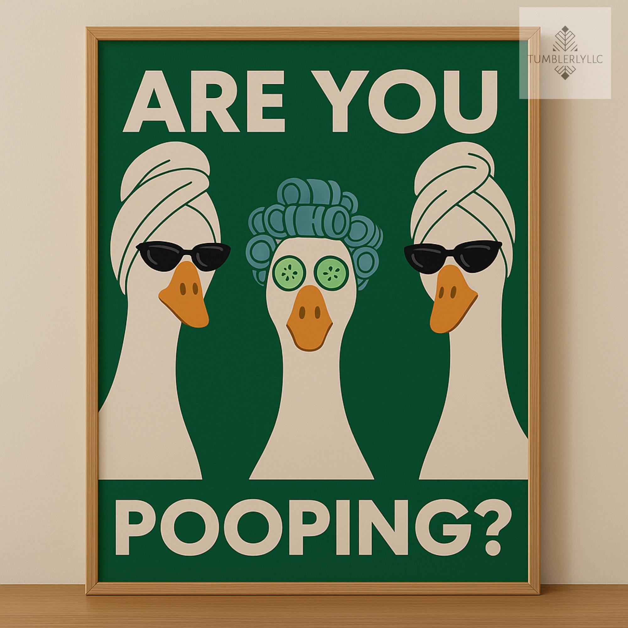 Funny Goose Bathroom Poster – Unframed Are You Pooping Wall Art, Silly Goose Spa Print, Quirky Toilet Humor Decor for Guest Bathroom