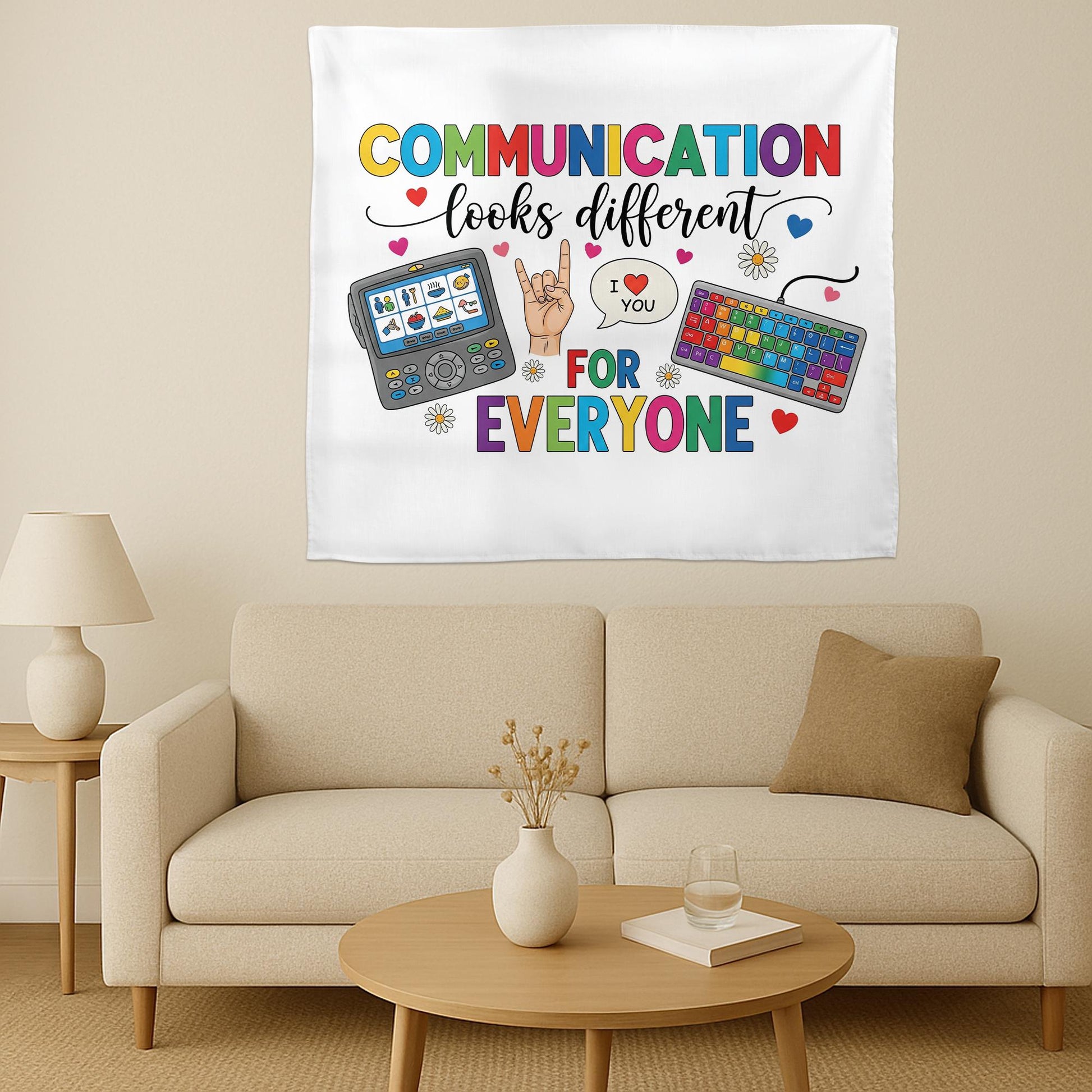 Communication Looks Different Banner - Inclusive Classroom Decor for AAC, ASL, and Special Ed, Speech Therapy Wall Hanging, Teacher Wall Art