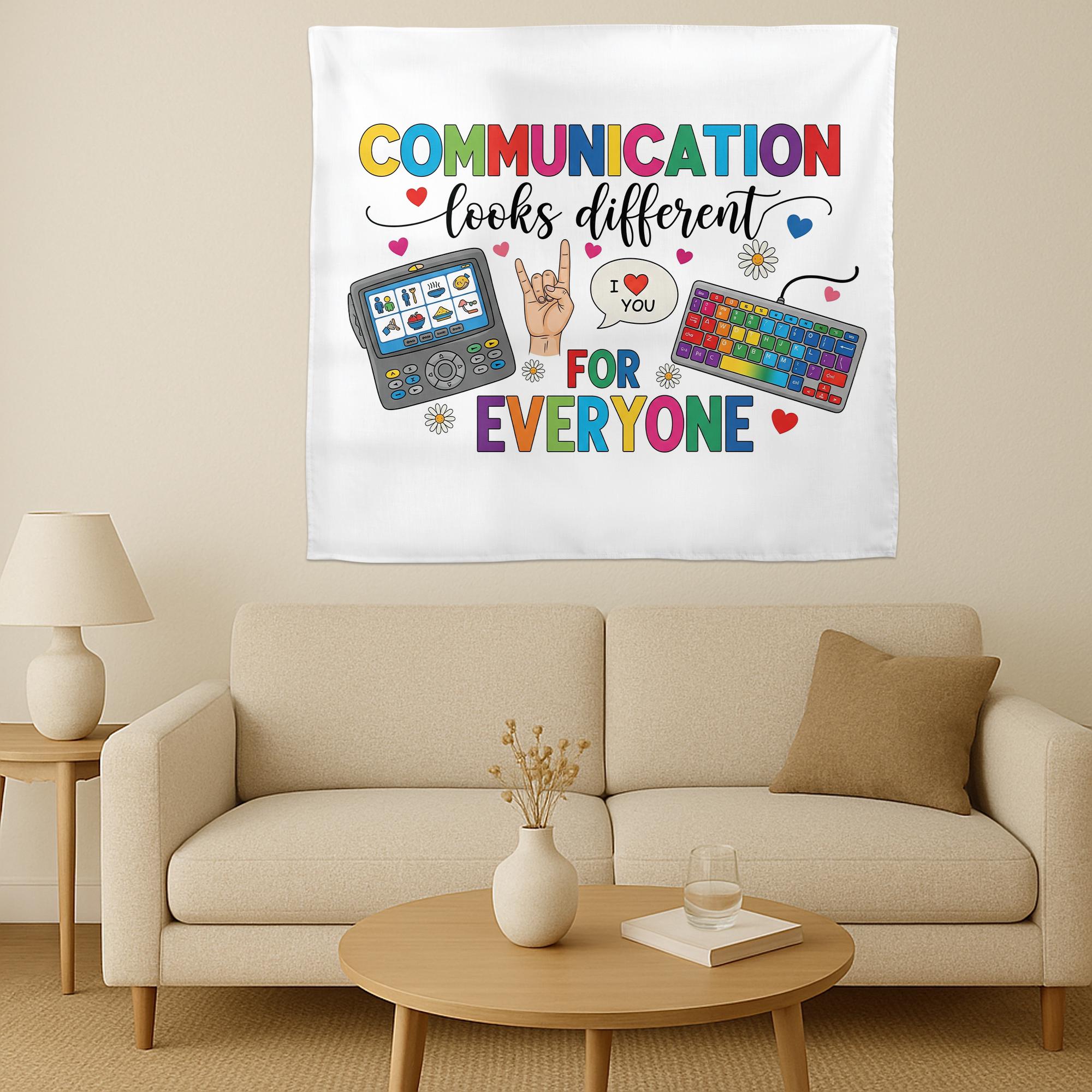 Communication Looks Different Banner - Inclusive Classroom Decor for AAC, ASL, and Special Ed, Speech Therapy Wall Hanging, Teacher Wall Art